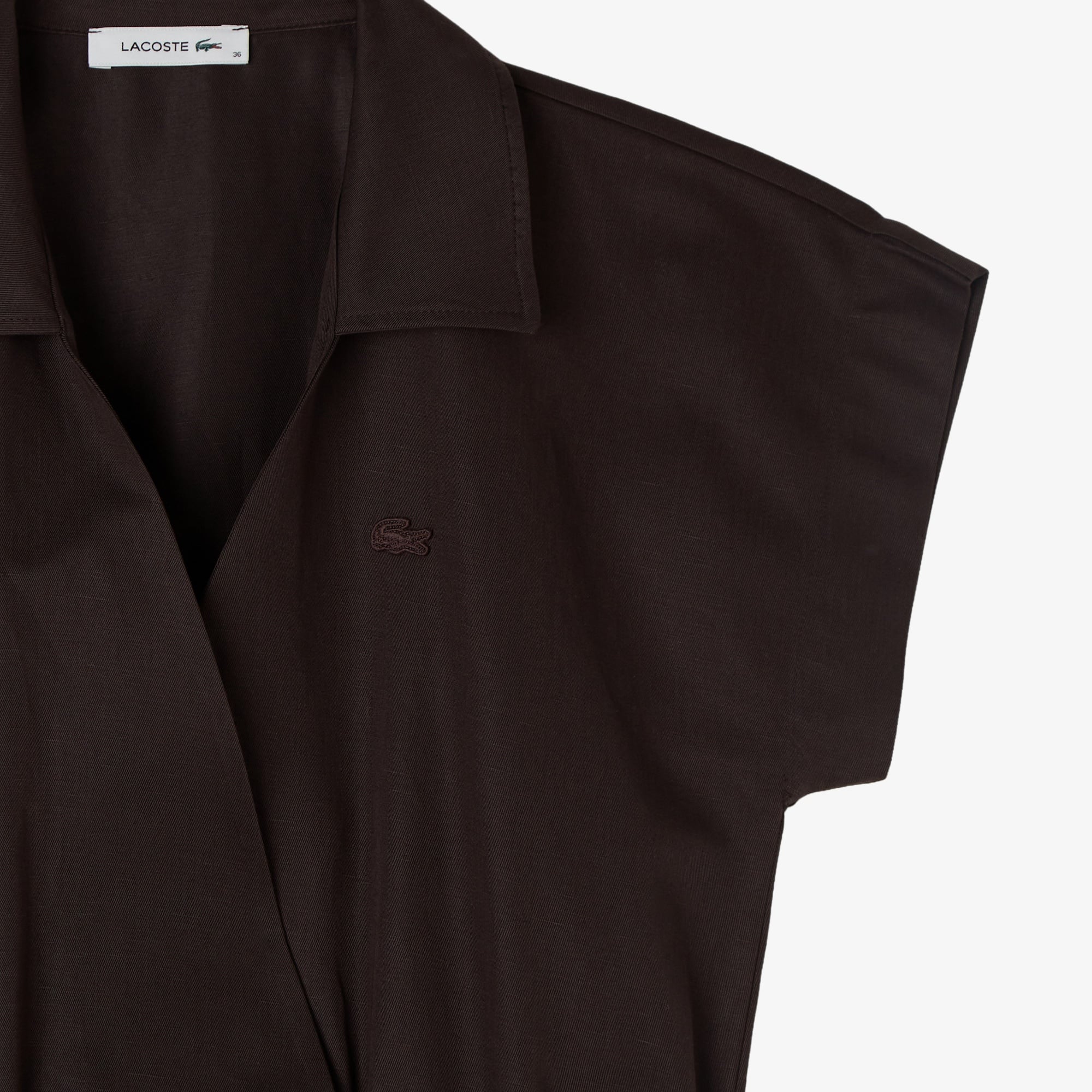 Kadın Flare Fit Kısa Kollu Polo Yaka Kahverengi Elbise
