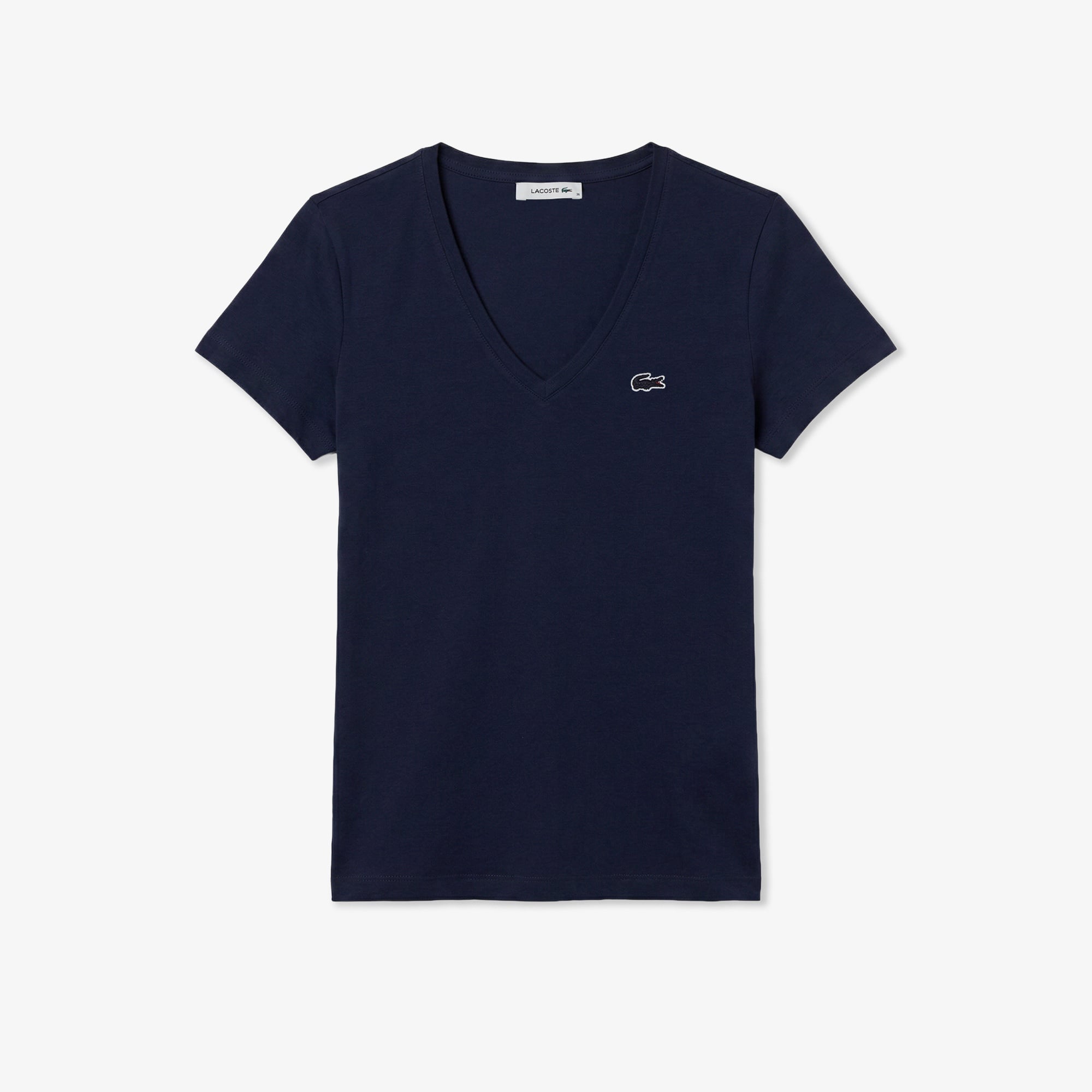 Kadın Slim Fit V Yaka Lacivert T-Shirt