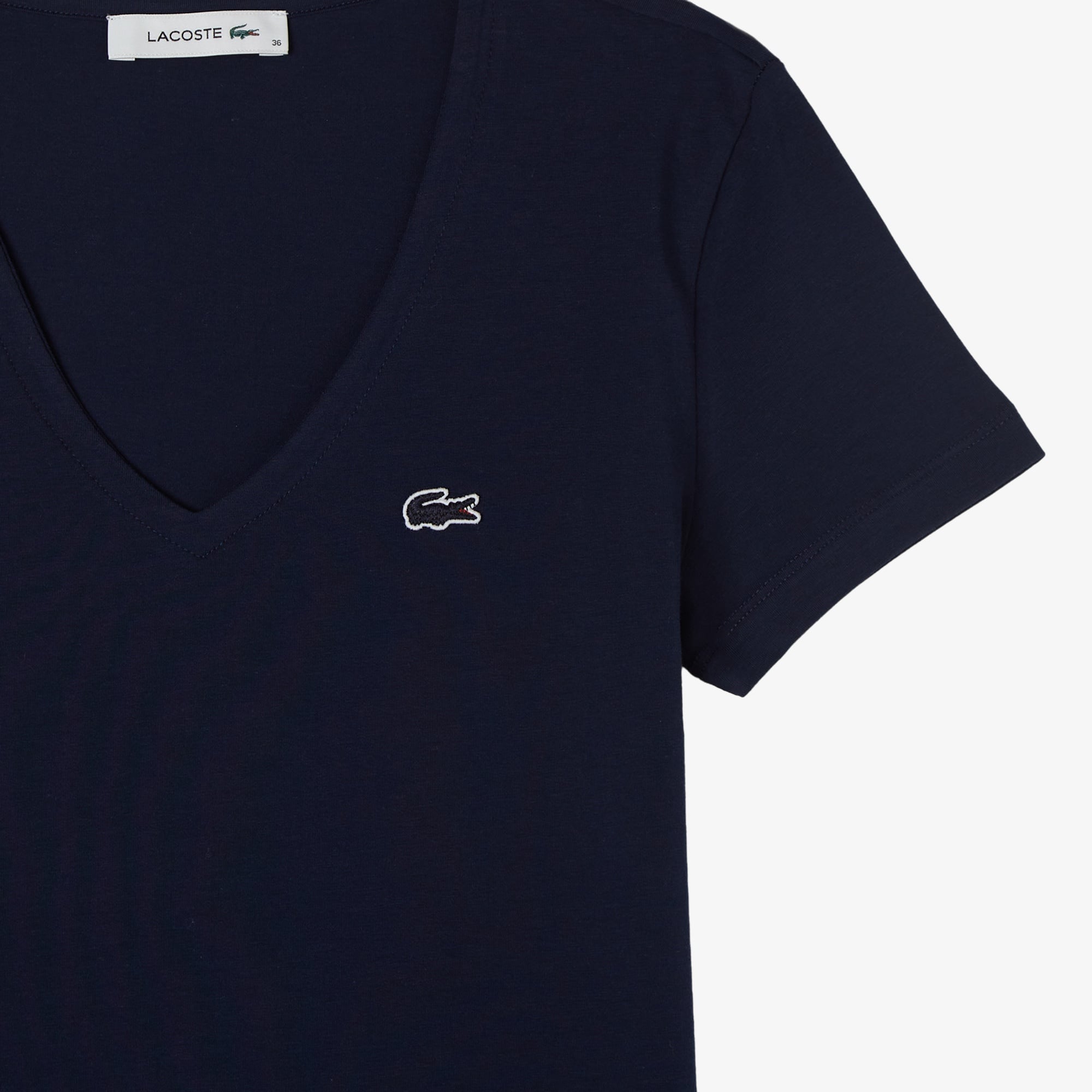 Kadın Slim Fit V Yaka Lacivert T-Shirt