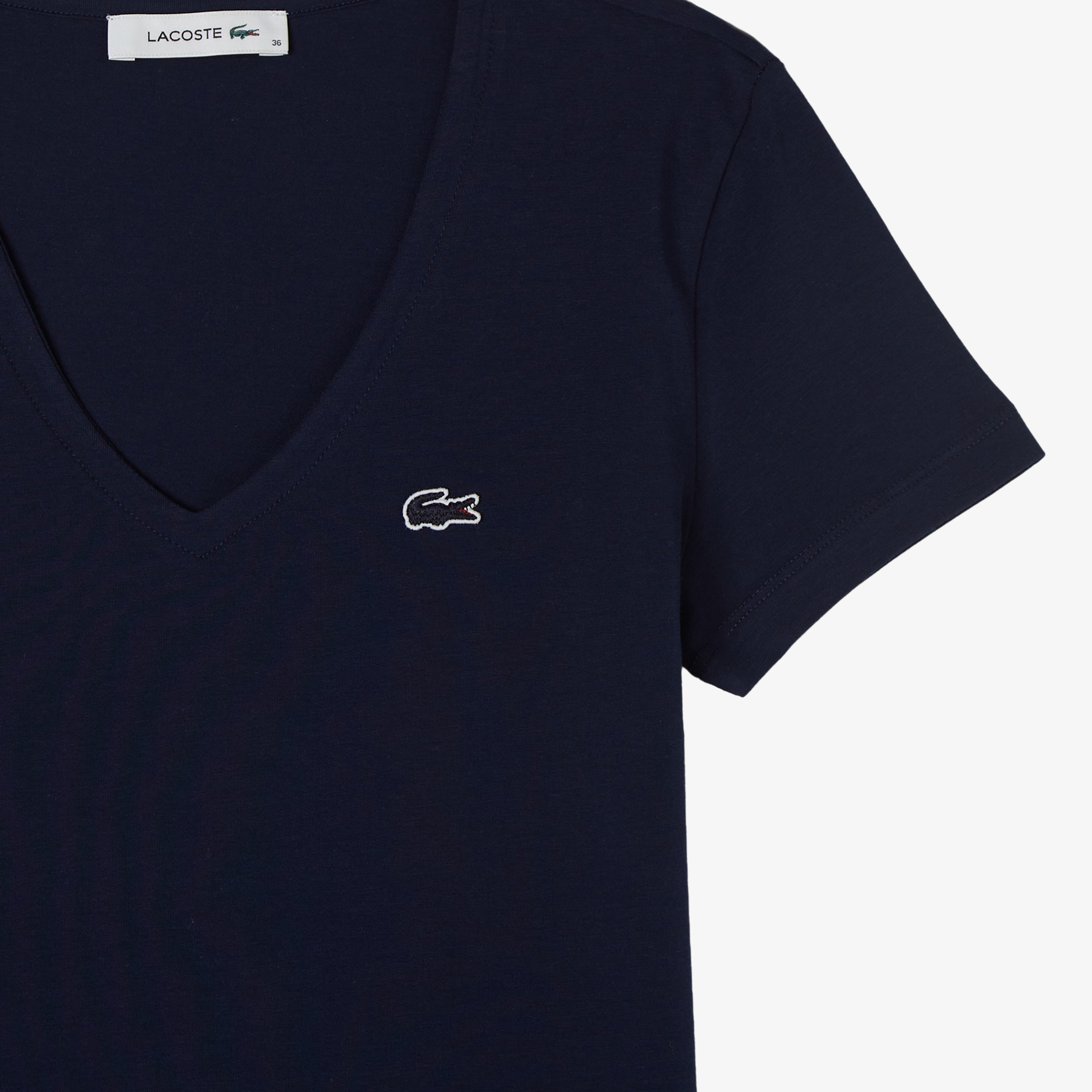 Kadın Slim Fit V Yaka Lacivert T-Shirt Kadın Slim Fit V Yaka Lacivert T-Shirt