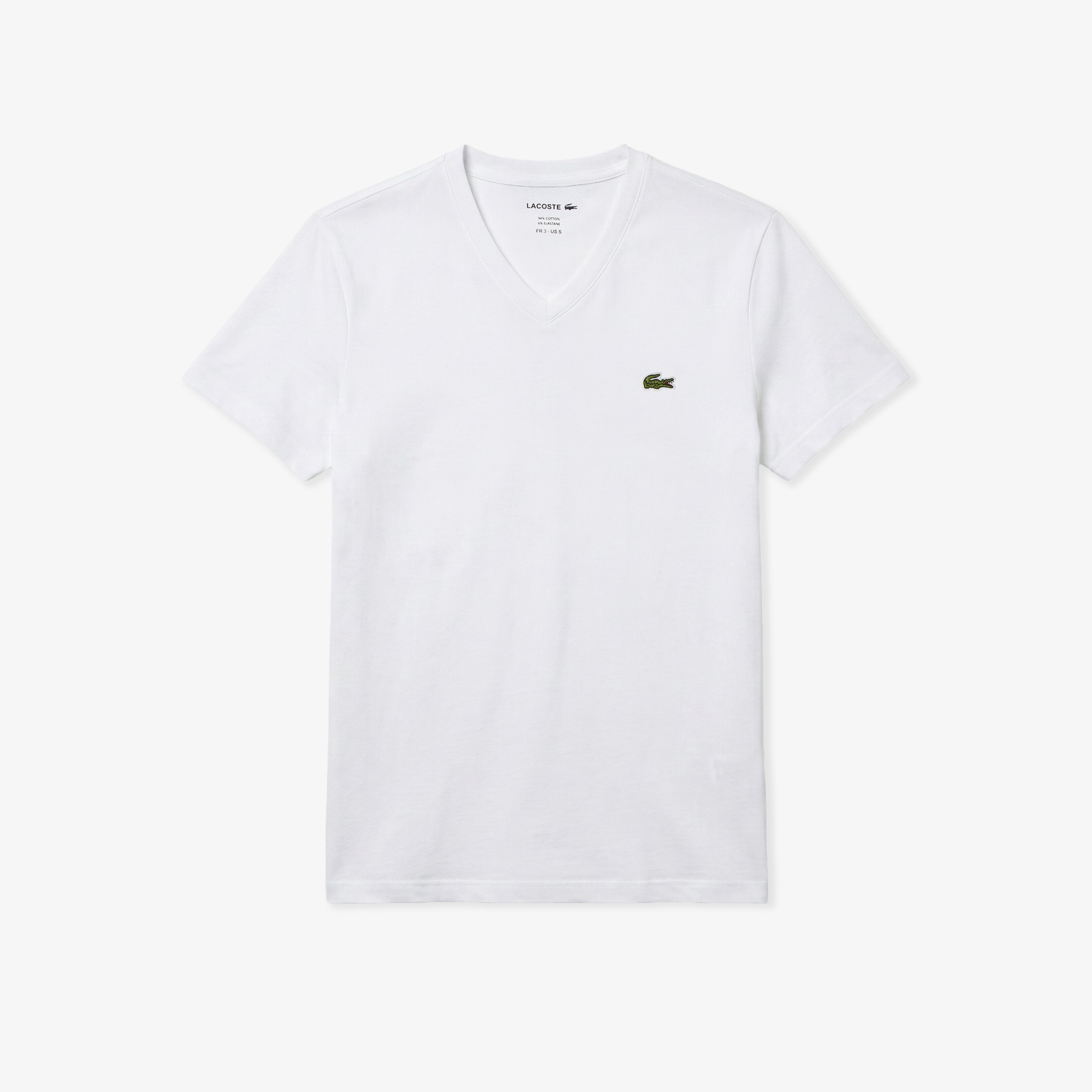 Lacoste Erkek Slim Fit V Yaka Beyaz T-Shirt görsel 3