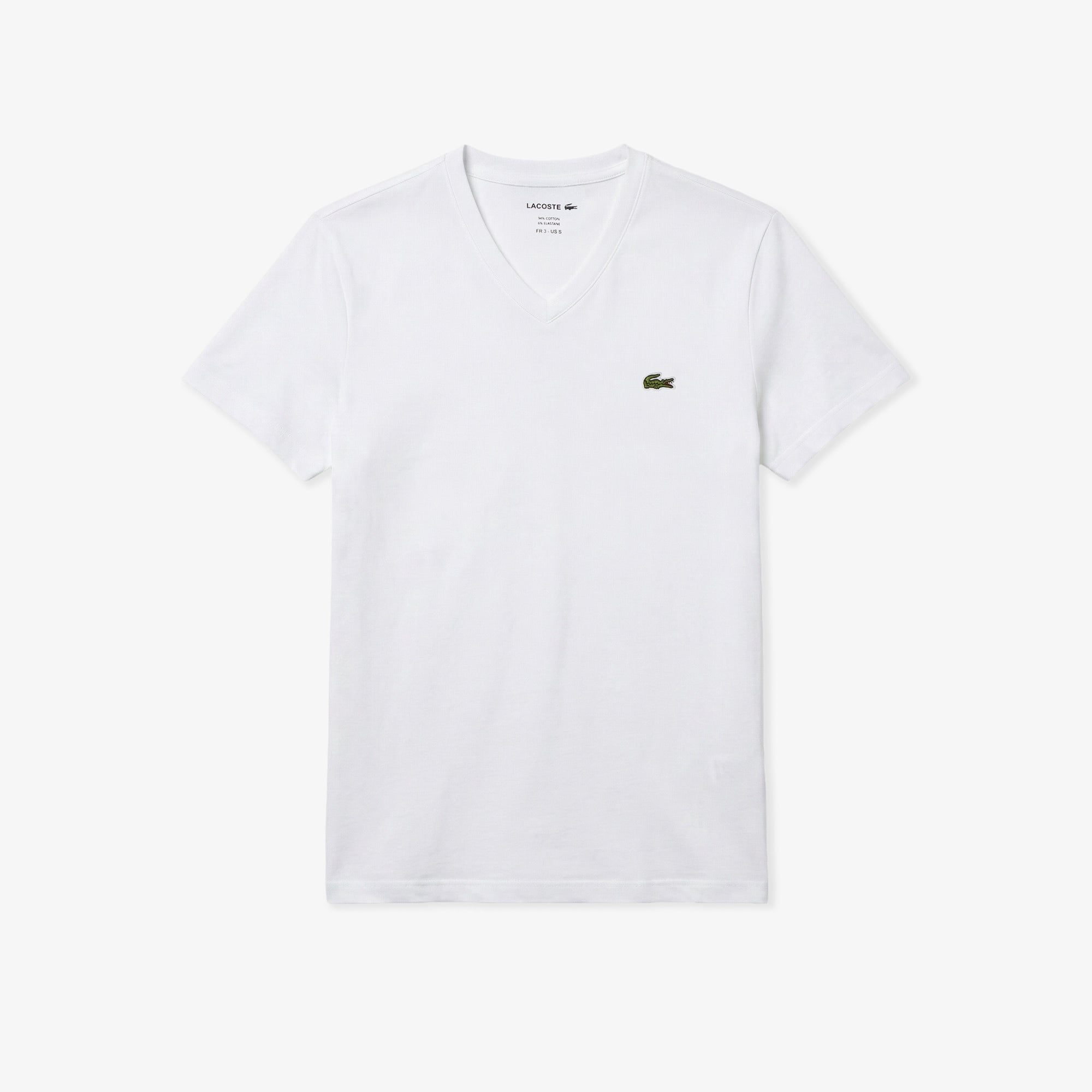 Erkek Slim Fit V Yaka Beyaz T-Shirt