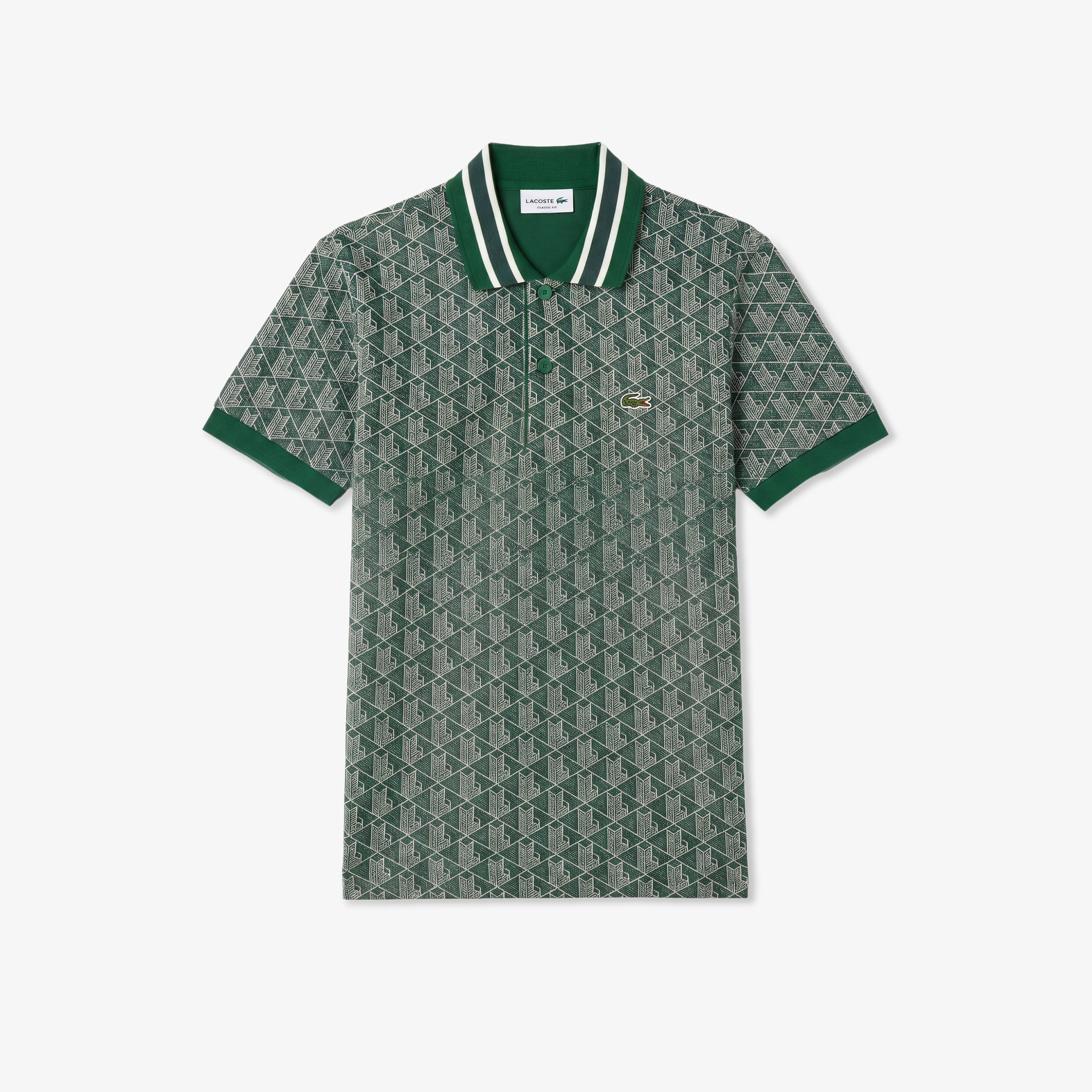 Erkek Classic Fit Monogram Yeşil Polo Erkek Classic Fit Monogram Yeşil Polo