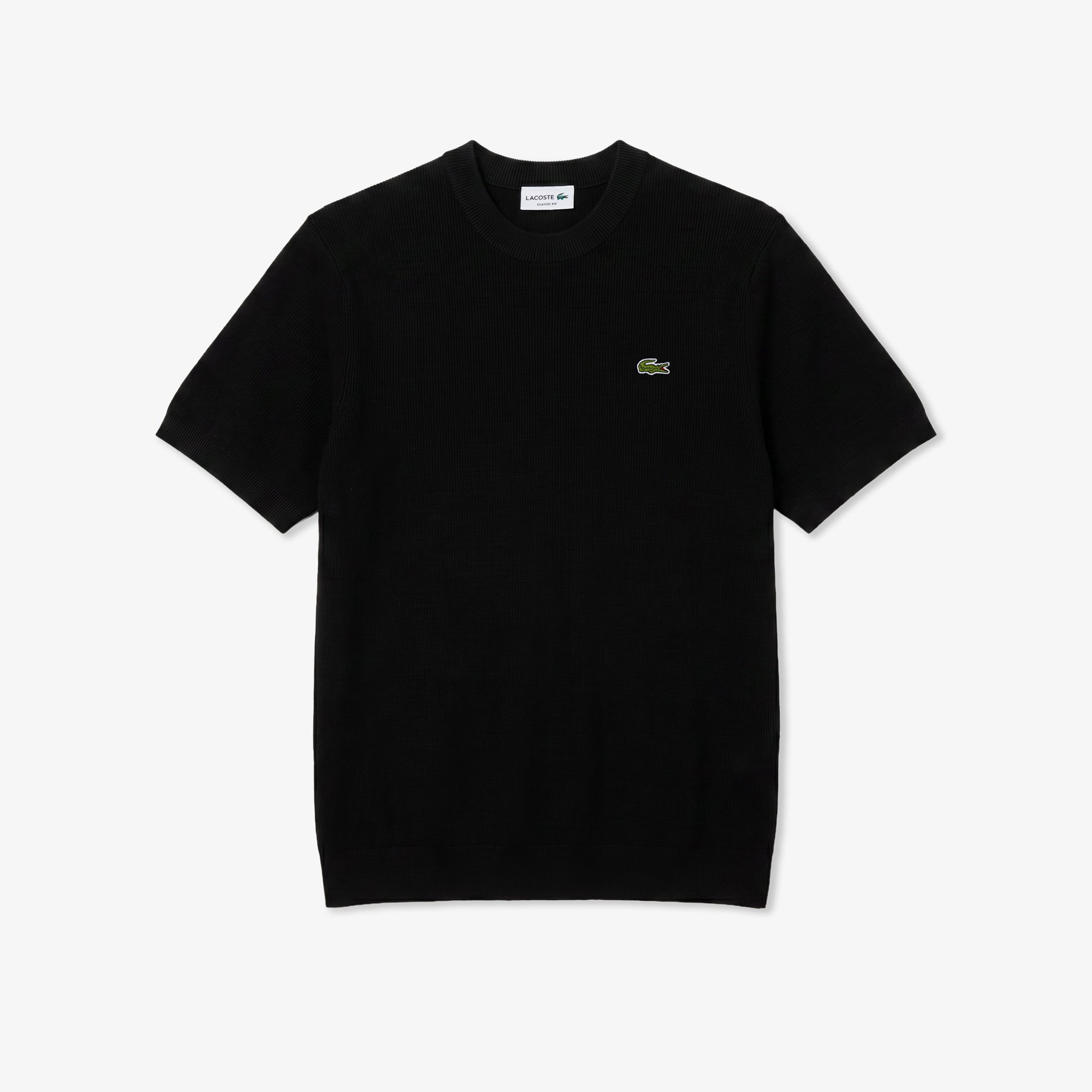 Lacoste Erkek Classic Fit Kısa Kollu Bisiklet Yaka Siyah Triko görsel 3