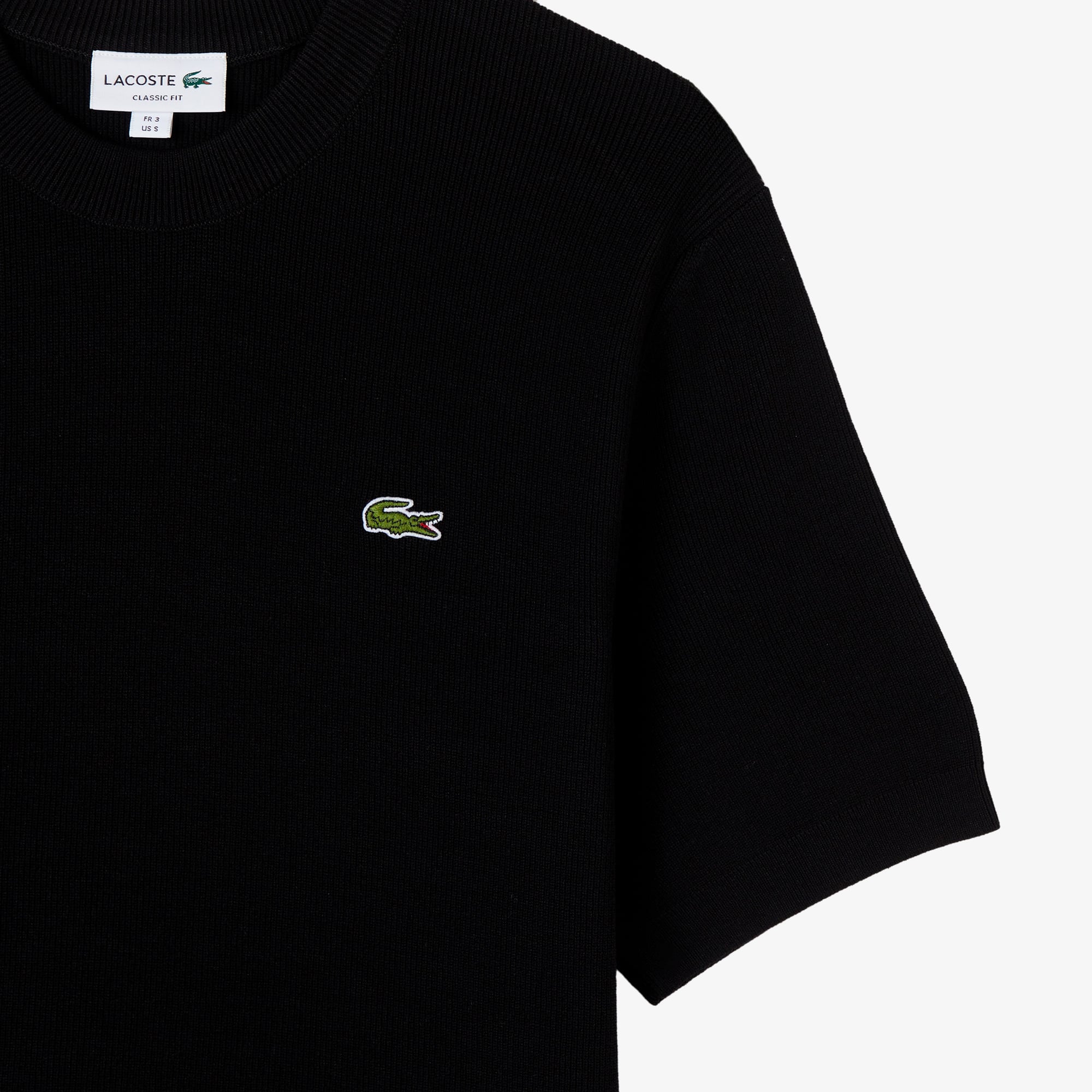 Lacoste Erkek Classic Fit Kısa Kollu Bisiklet Yaka Siyah Triko görsel 4