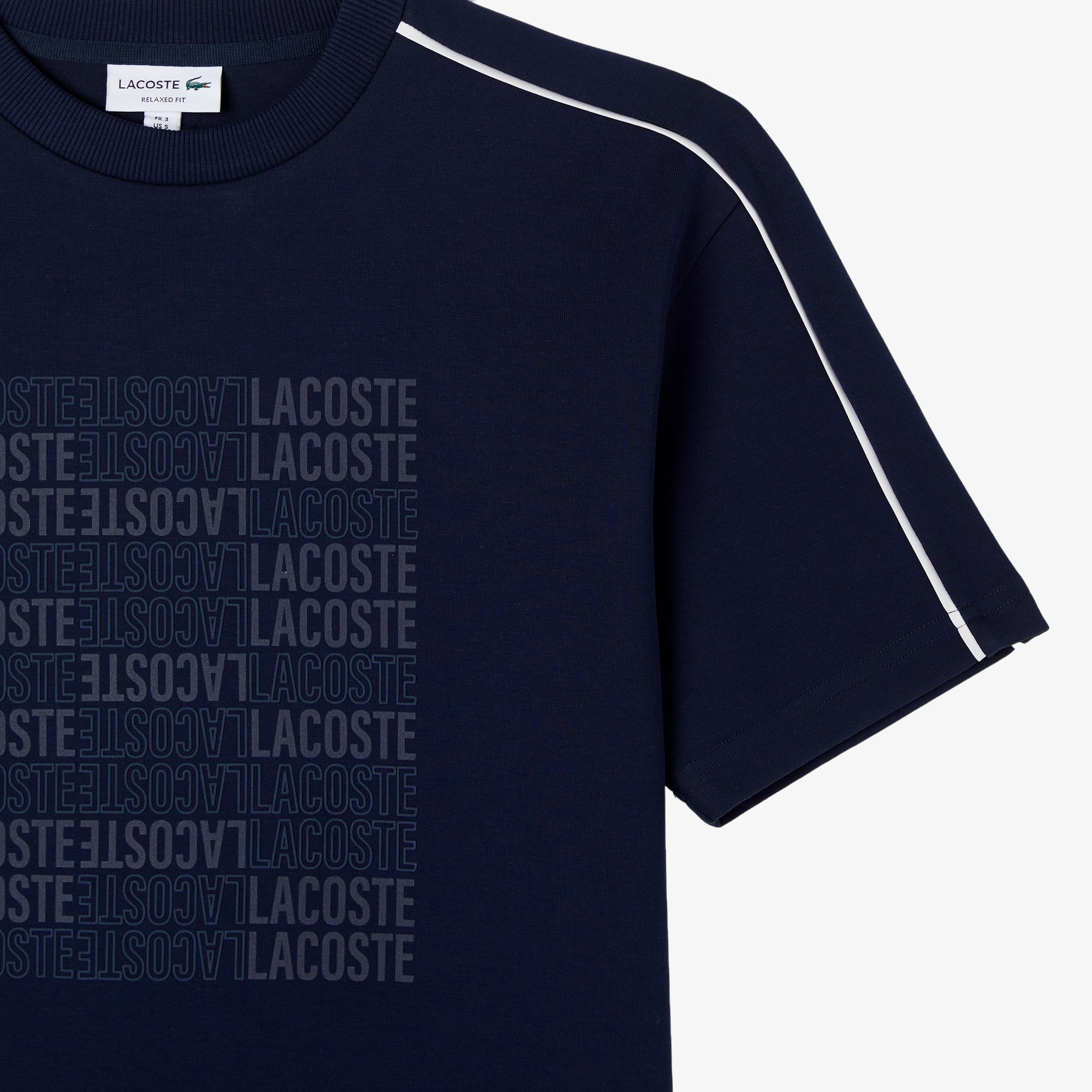 Lacoste Erkek Relaxed Fit Bisiklet Yaka Baskılı Lacivert T-Shirt görsel 4