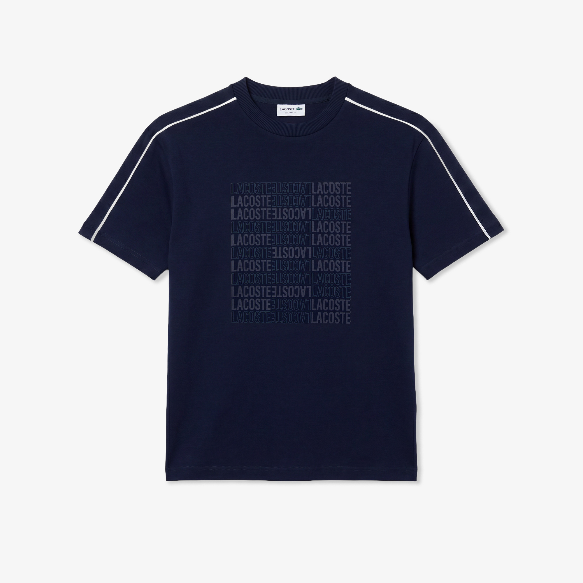 Lacoste Erkek Relaxed Fit Bisiklet Yaka Baskılı Lacivert T-Shirt görsel 3