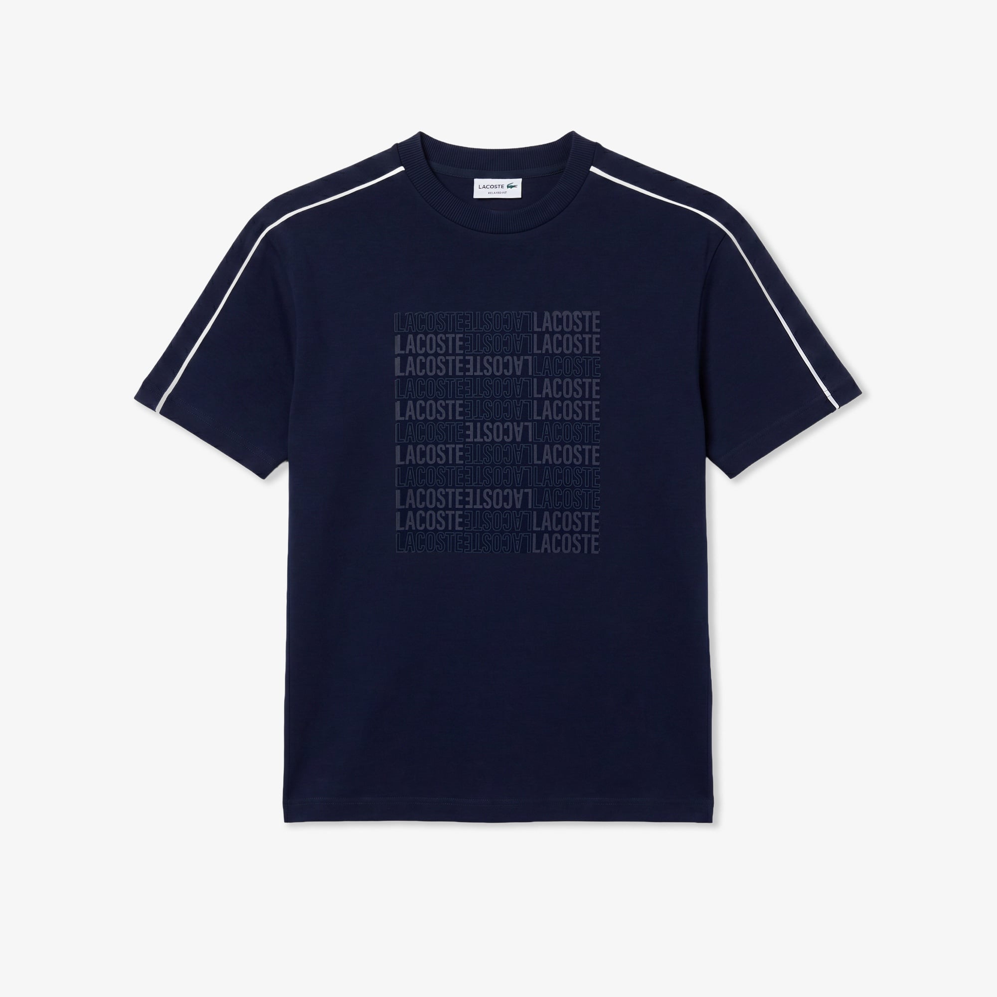 Erkek Relaxed Fit Bisiklet Yaka Baskılı Lacivert T-Shirt