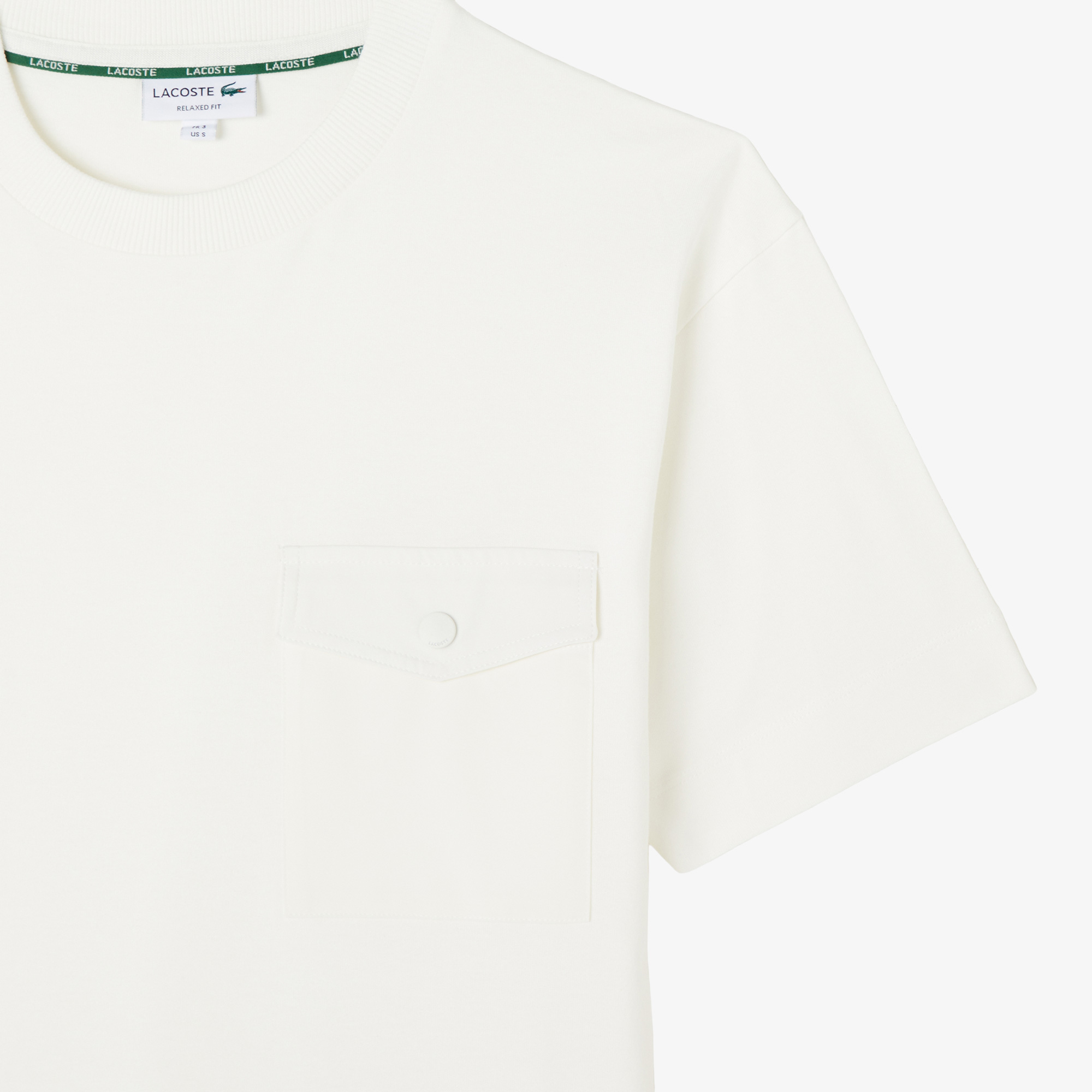 Lacoste Erkek Relaxed Fit Bisiklet Yaka Krem T-Shirt görsel 4