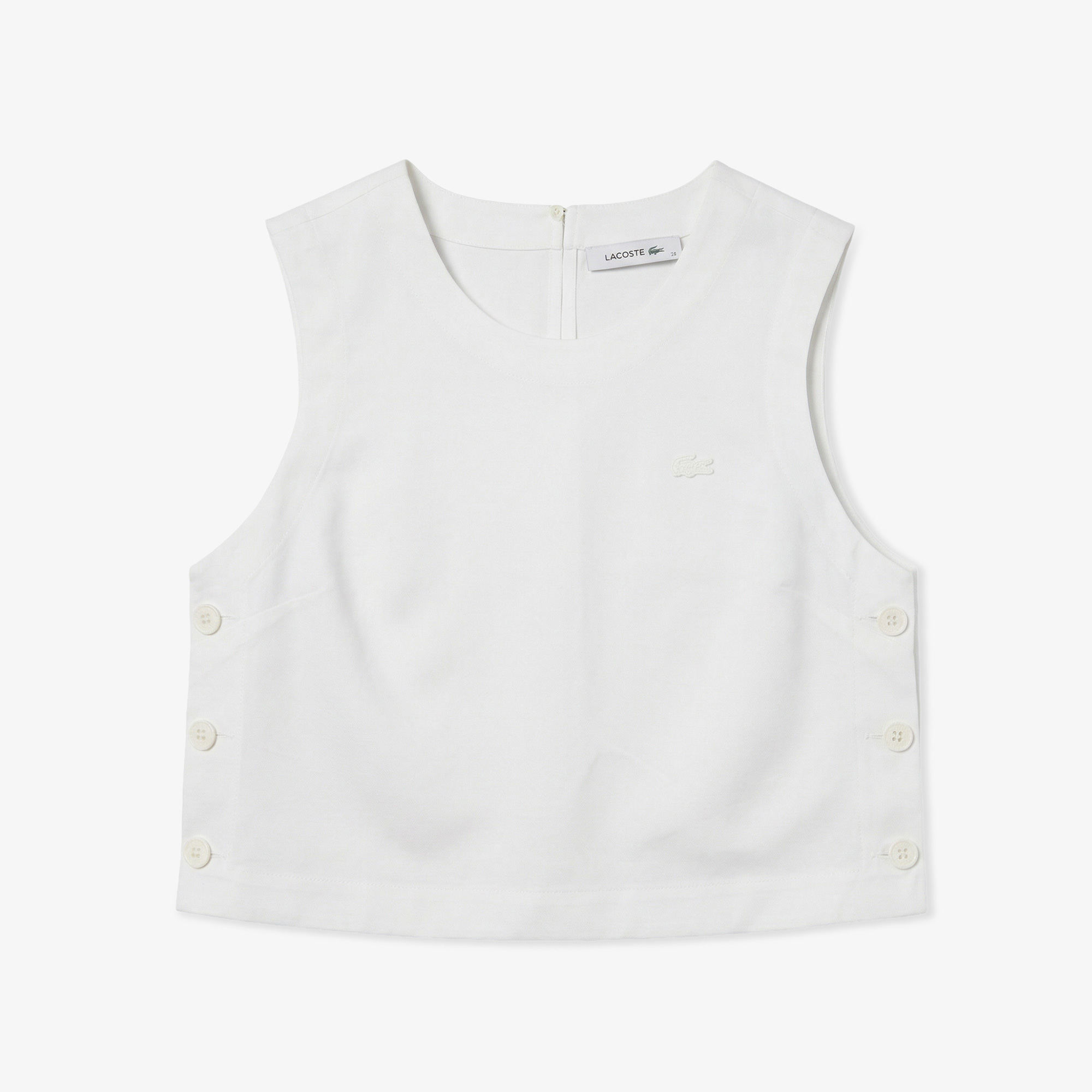 Lacoste Kadın Slim Fit Kolsuz Beyaz Bluz görsel 3