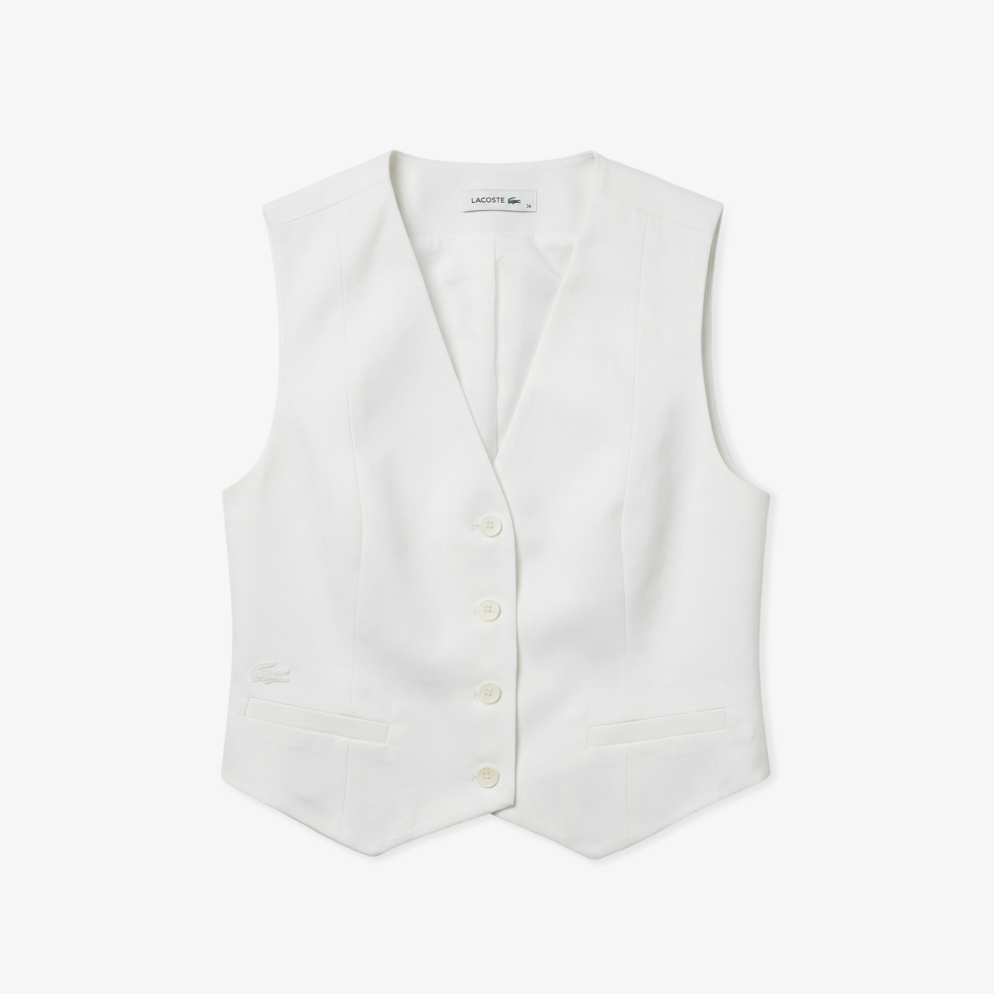 Lacoste Kadın Kolsuz V Yaka Krem Bluz görsel 3