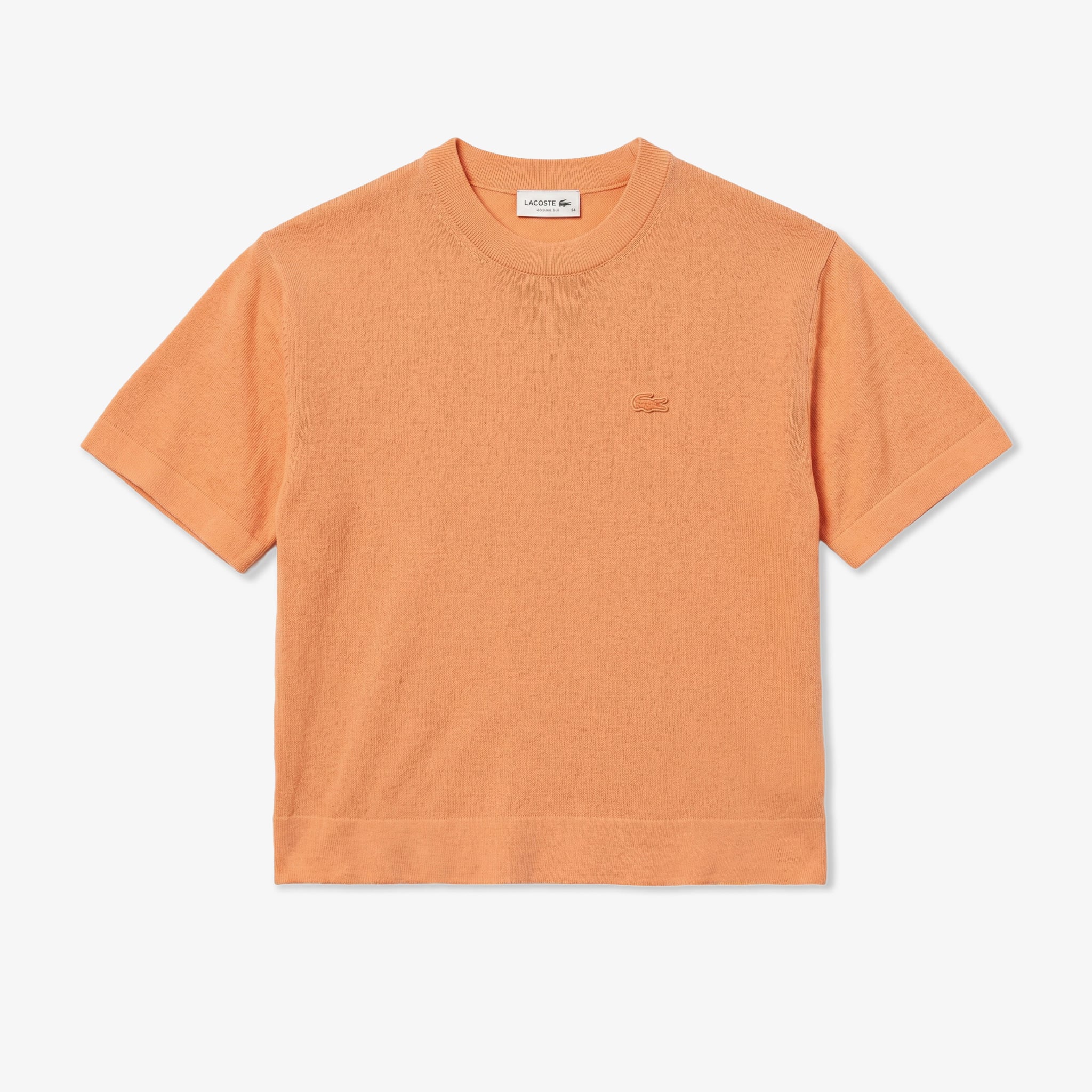 Lacoste Kadın Relaxed Fit Truvakar Kollu Bisiklet Yaka Keten Turuncu Triko görsel 3