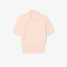 Kadın Regular Fit Kısa Kollu Polo Yaka Pembe Triko Pembe