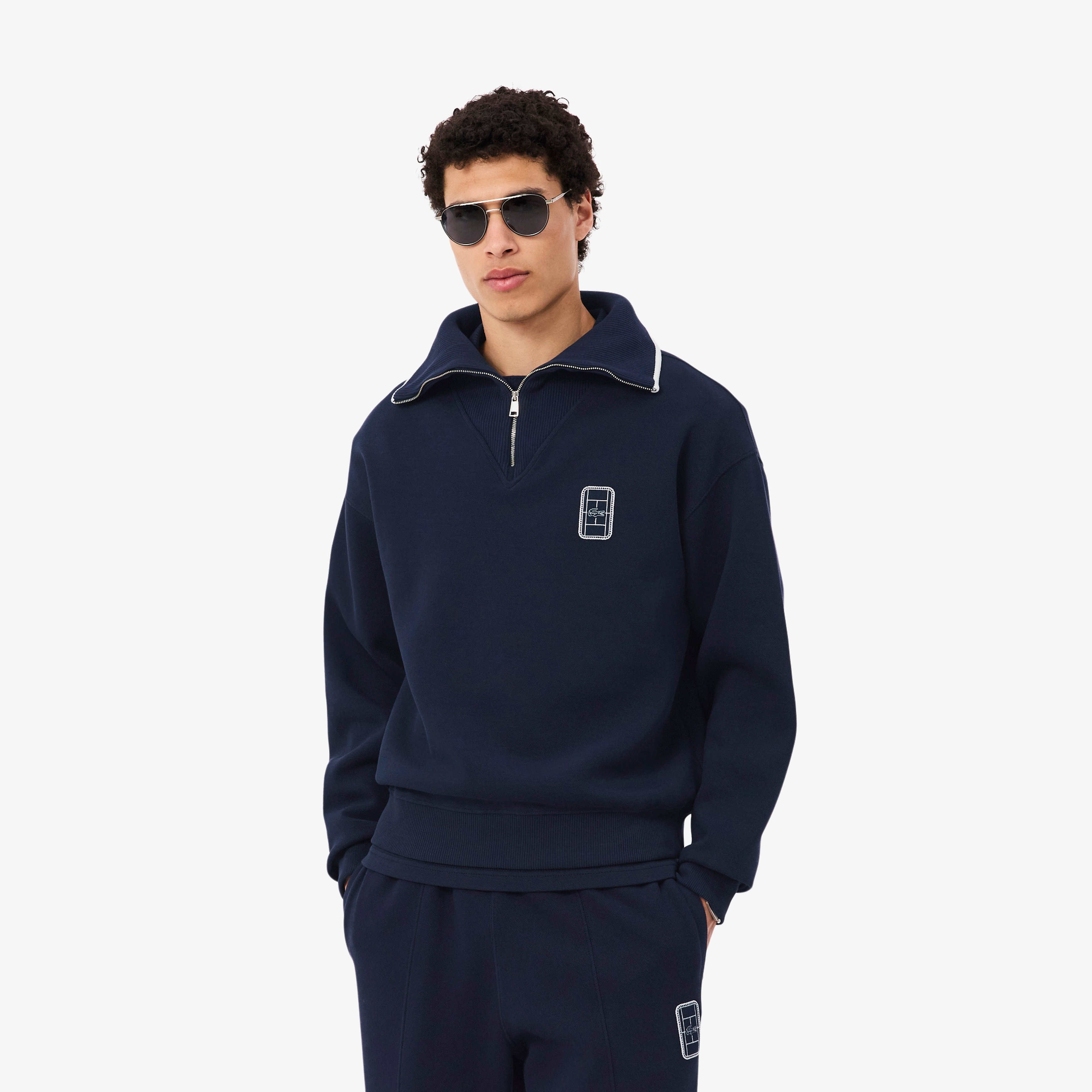 Erkek Loose Fit Yarım Fermuarlı Lacivert Sweatshirt