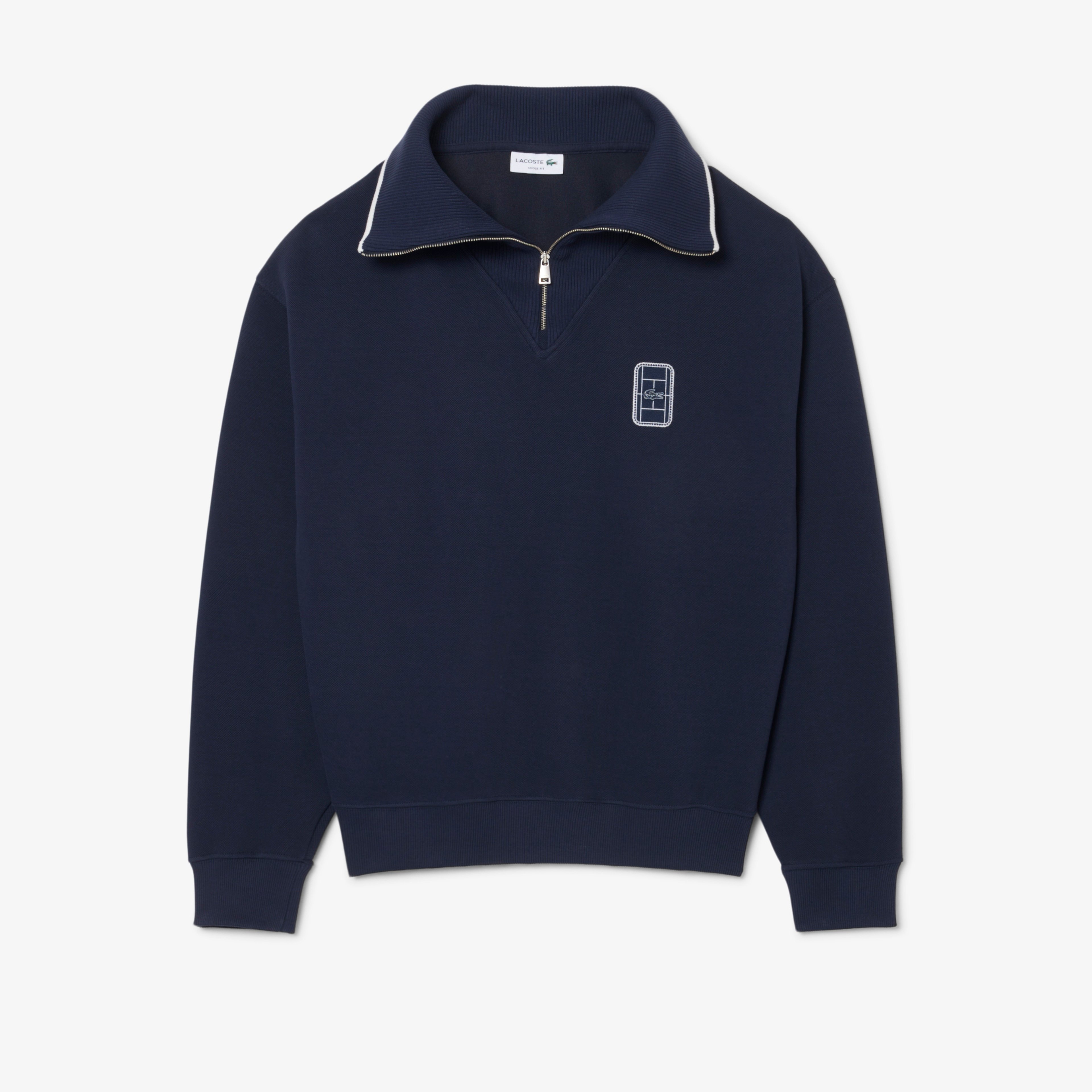 Erkek Loose Fit Yarım Fermuarlı Lacivert Sweatshirt