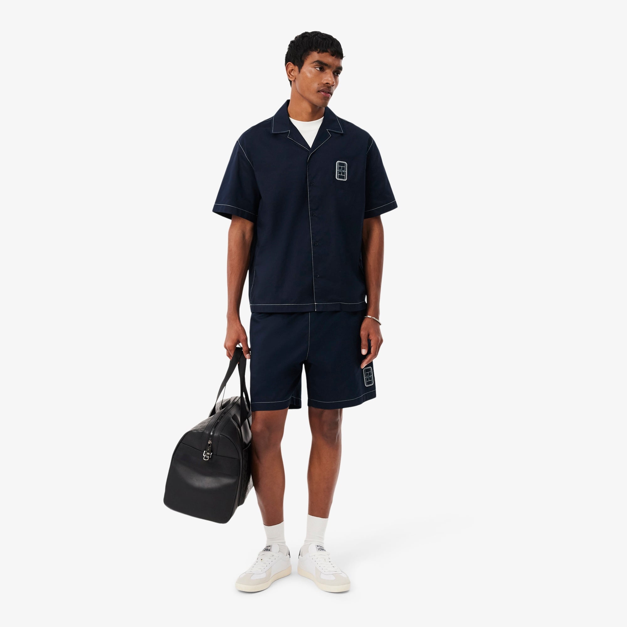 Erkek Relaxed Fit Kısa Kollu Lacivert Gömlek