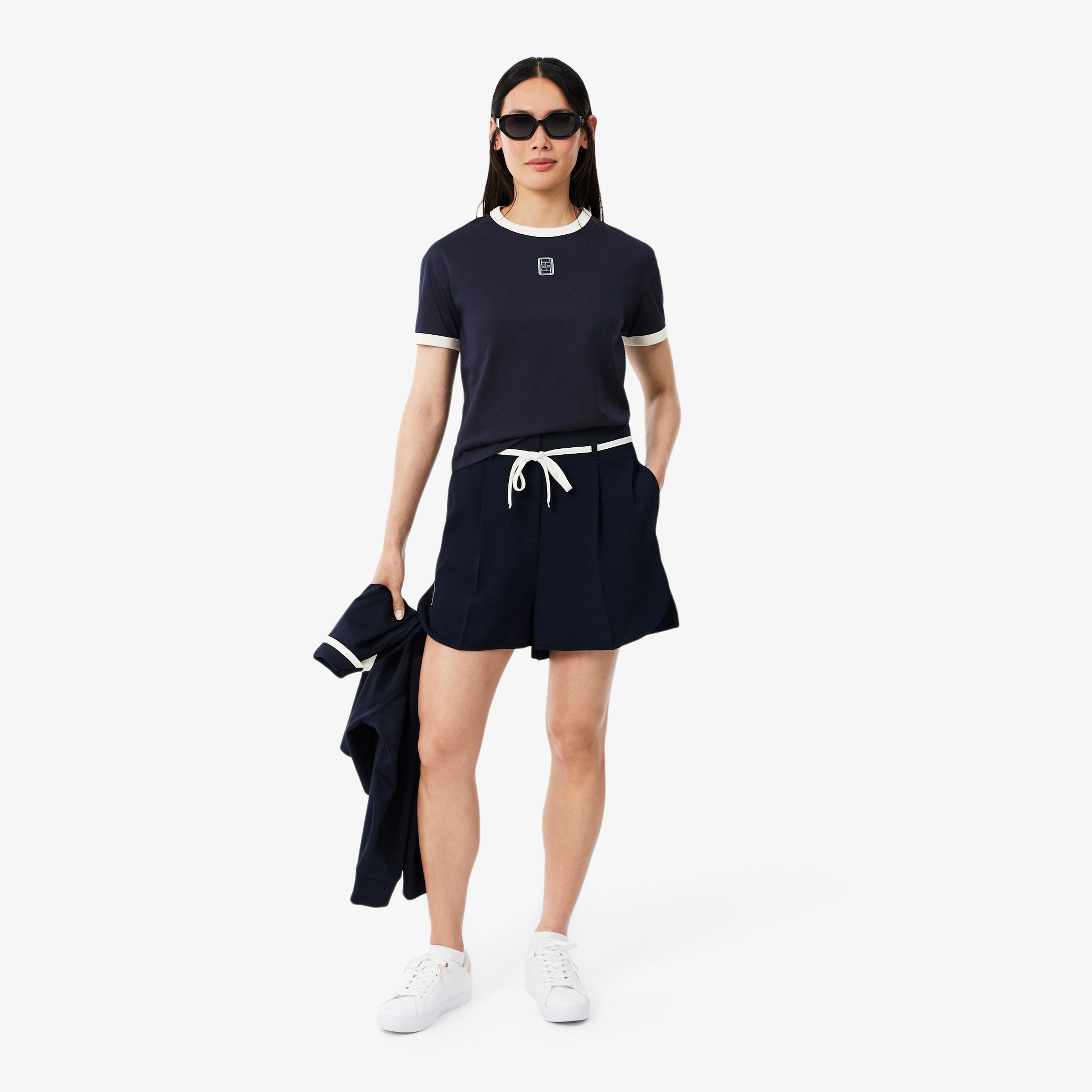 Kadın Relaxed Fit Bisiklet Yaka Lacivert T-Shirt Kadın Relaxed Fit Bisiklet Yaka Lacivert T-Shirt