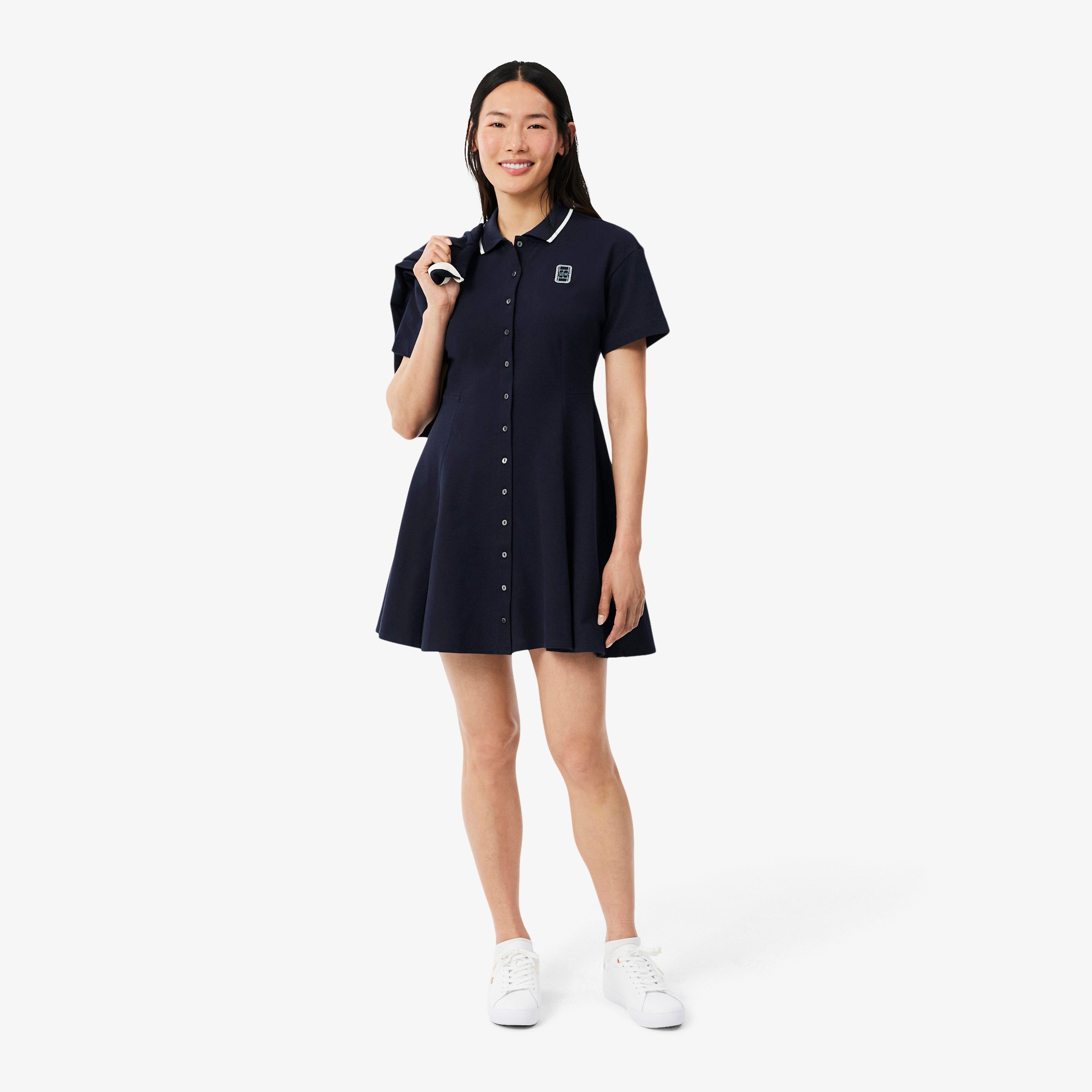 Kadın Flare Fit Kısa Kollu Polo Yaka Lacivert Elbise Kadın Flare Fit Kısa Kollu Polo Yaka Lacivert Elbise