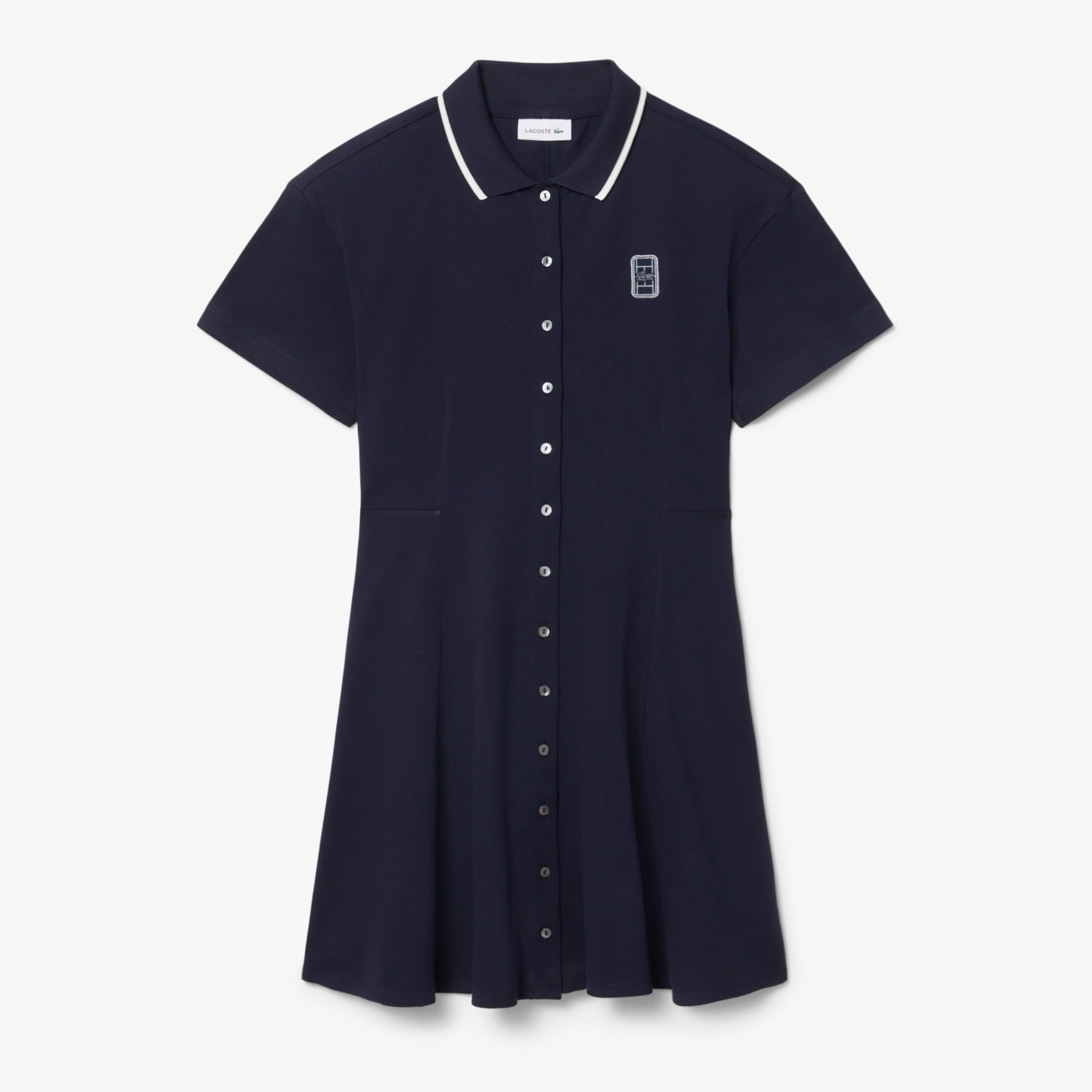 Kadın Flare Fit Kısa Kollu Polo Yaka Lacivert Elbise