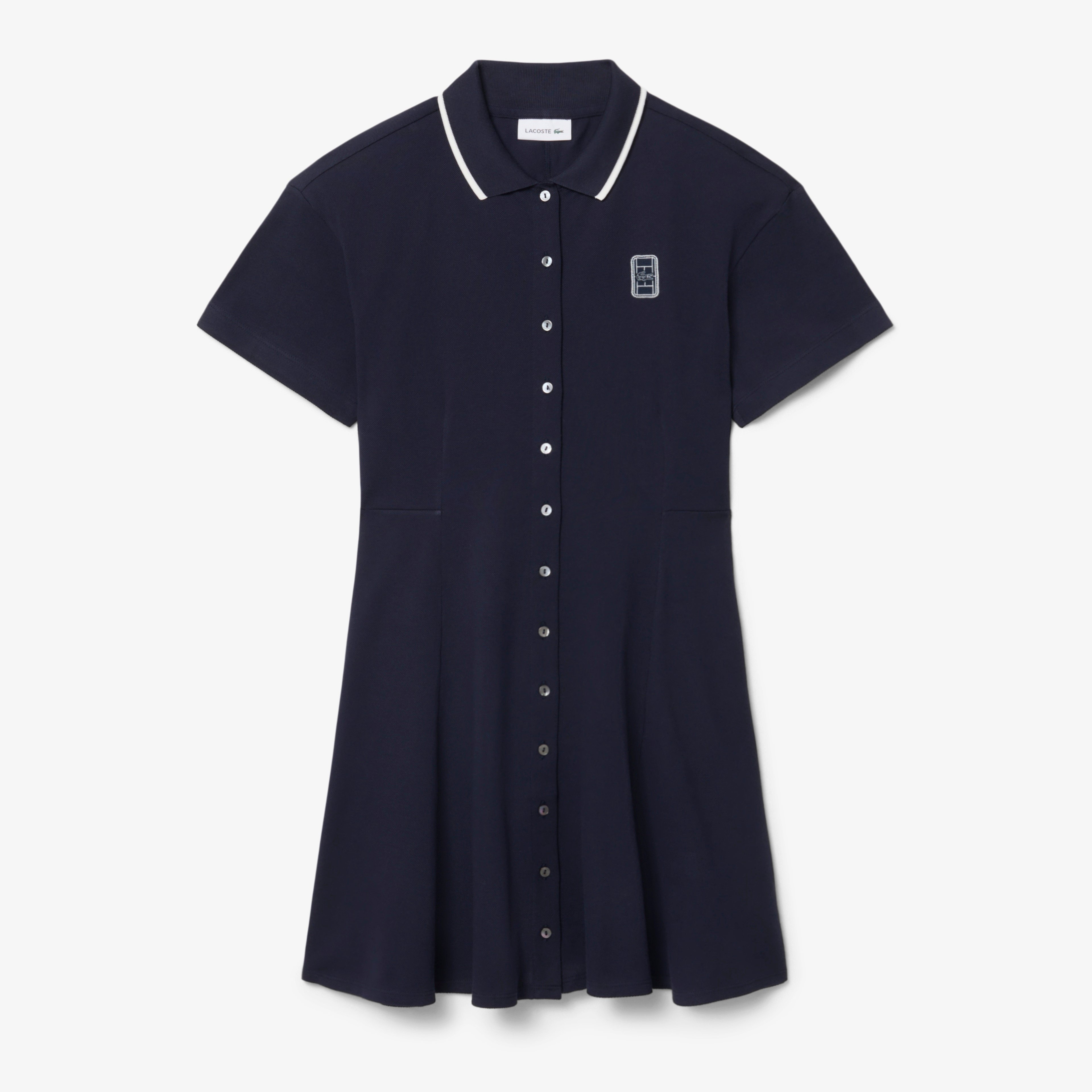 Kadın Flare Fit Kısa Kollu Polo Yaka Lacivert Elbise Kadın Flare Fit Kısa Kollu Polo Yaka Lacivert Elbise