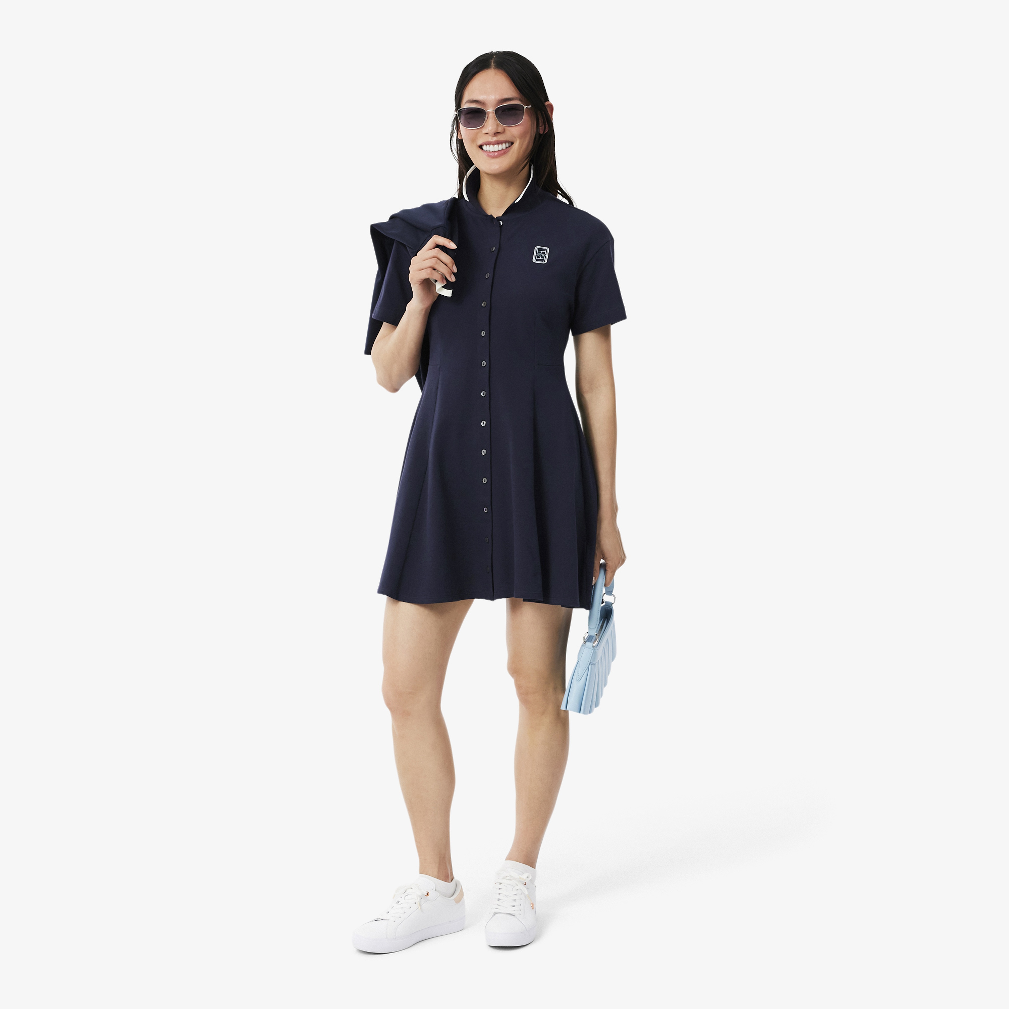 Kadın Flare Fit Kısa Kollu Polo Yaka Lacivert Elbise Kadın Flare Fit Kısa Kollu Polo Yaka Lacivert Elbise