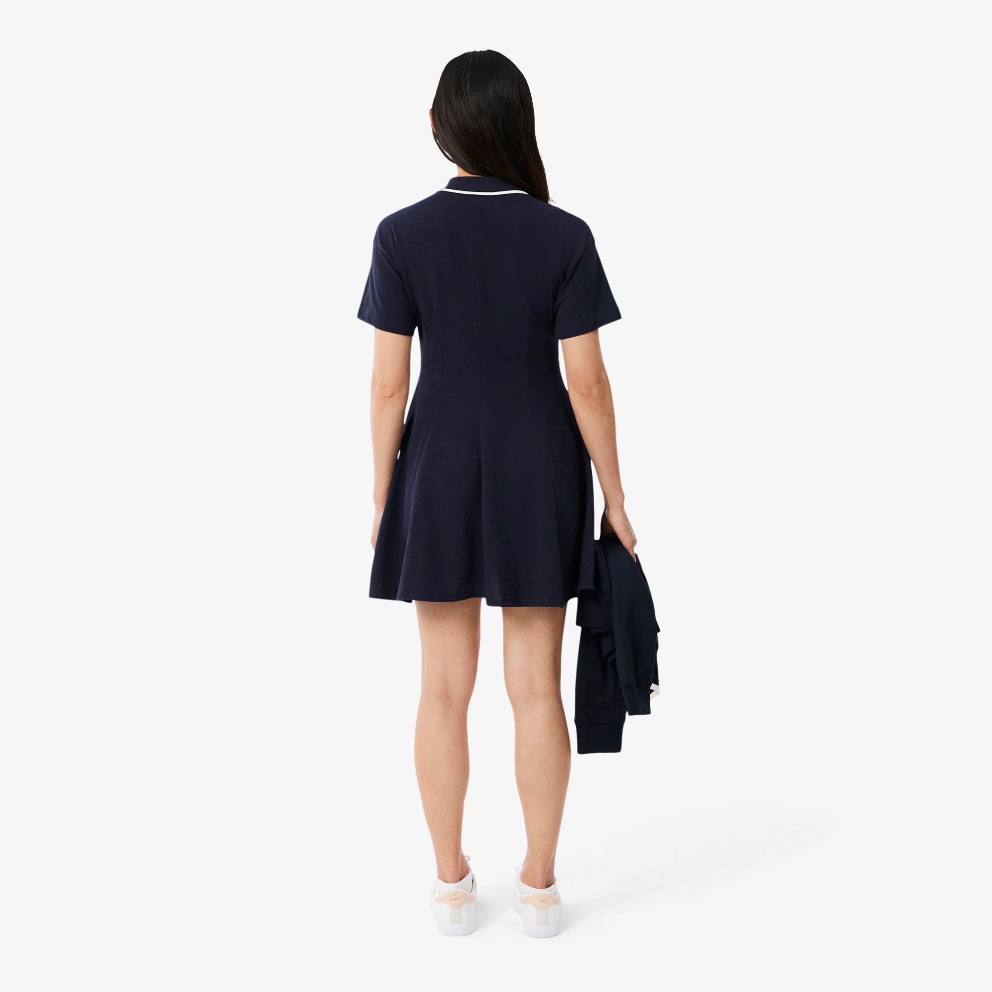 Kadın Flare Fit Kısa Kollu Polo Yaka Lacivert Elbise