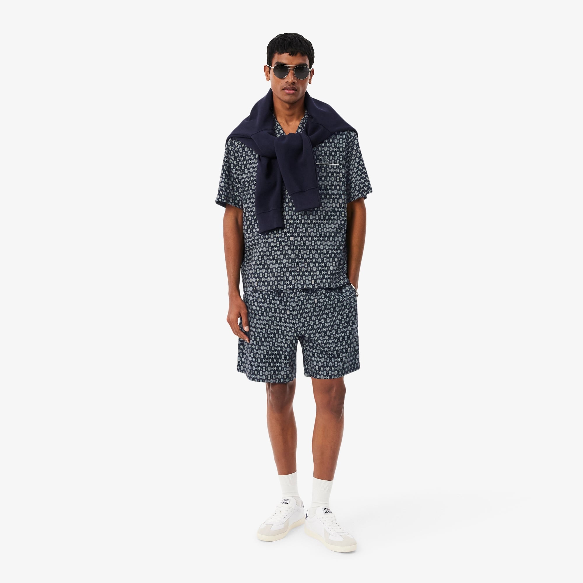 Erkek Relaxed Fit Desenli Lacivert Şort