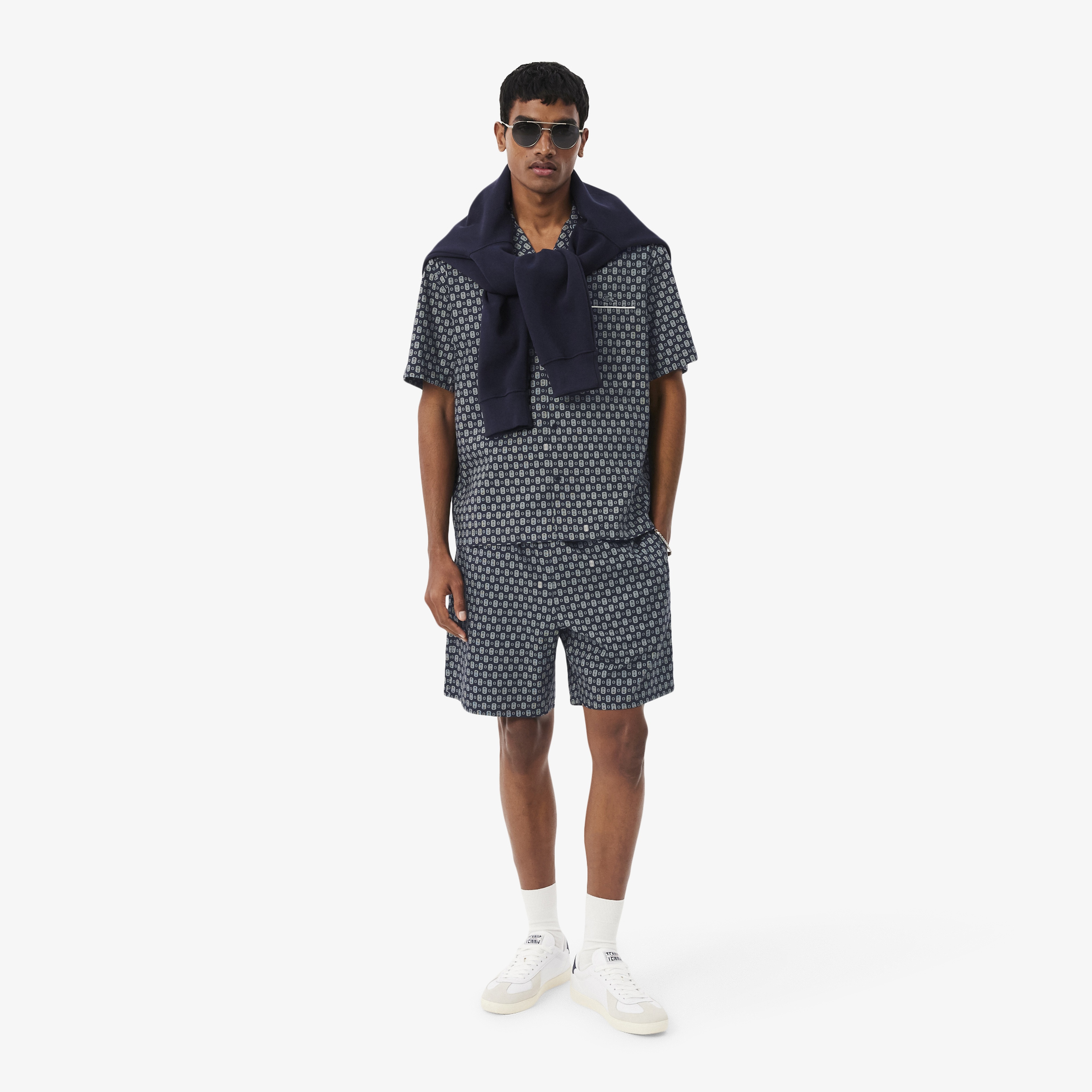 Erkek Relaxed Fit Desenli Lacivert Şort Erkek Relaxed Fit Desenli Lacivert Şort