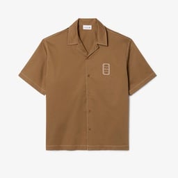 Erkek Relaxed Fit Kısa Kollu Kahverengi Gömlek Kahverengi