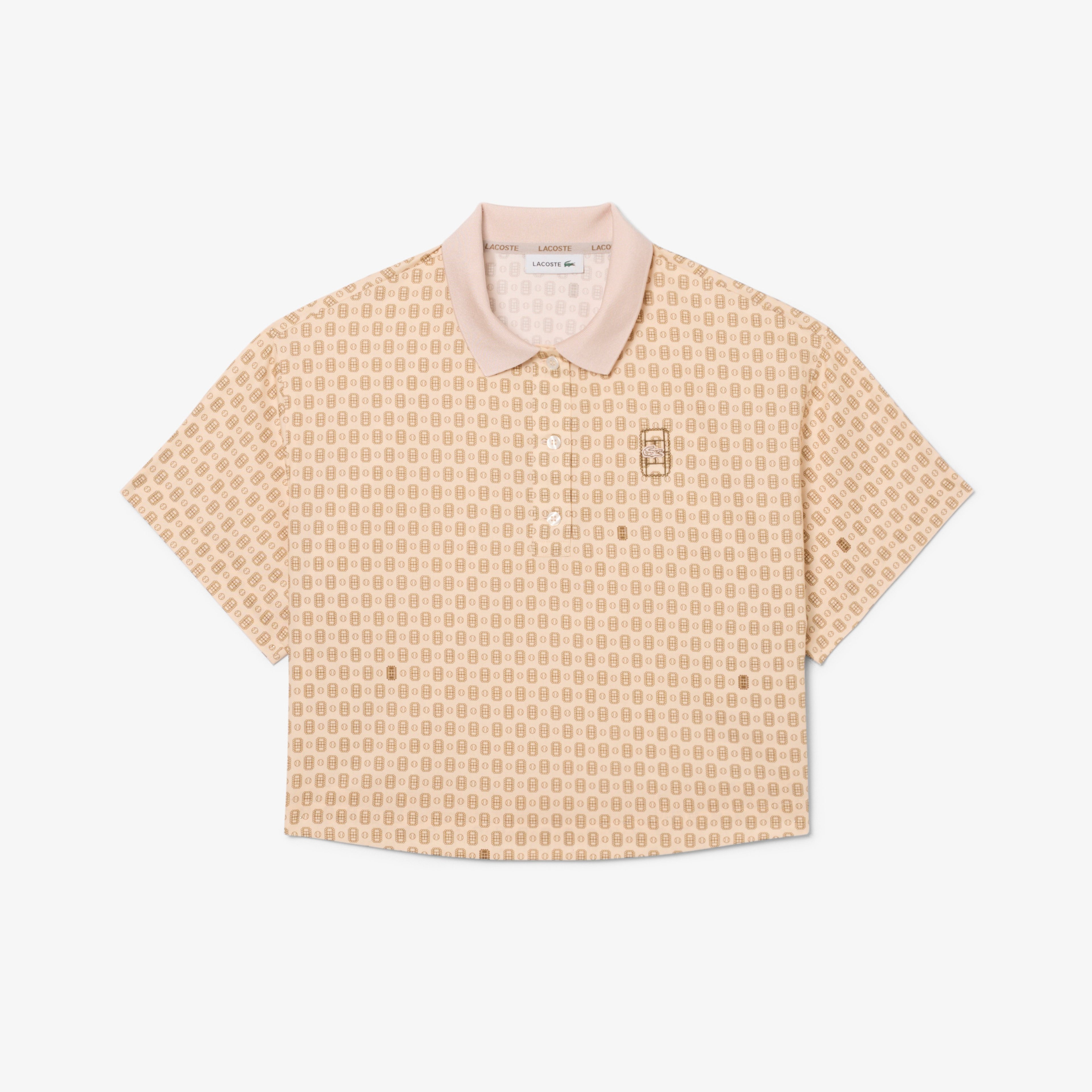 Kadın Oversize Fit Desenli Pembe Polo
