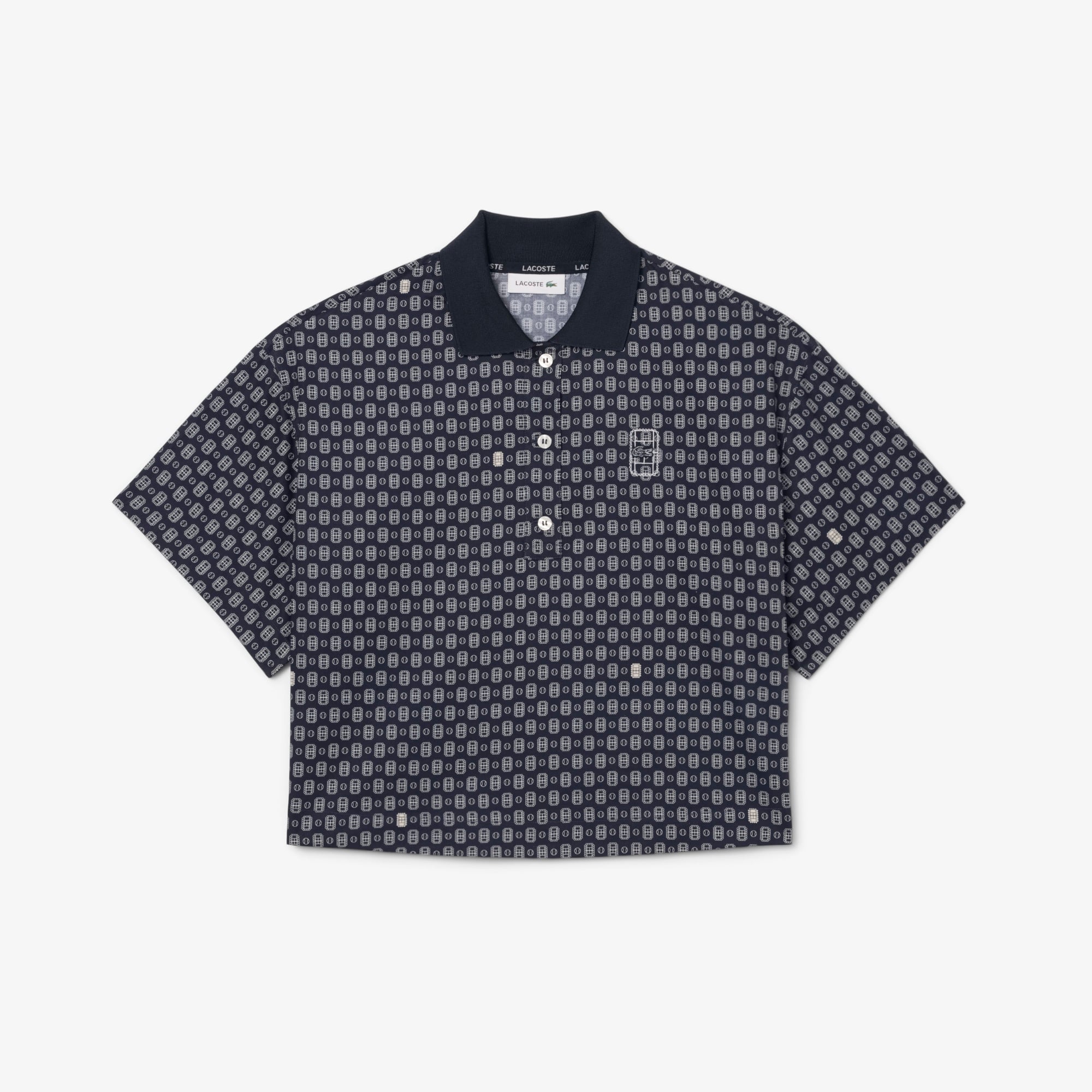 Kadın Oversize Fit Desenli Lacivert Polo