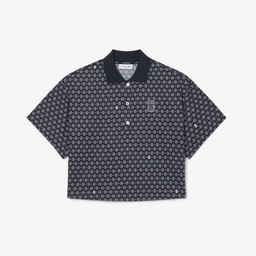 Kadın Oversize Fit Desenli Lacivert Polo Lacivert