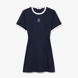 Kadın Flare Fit Kısa Kollu Bisiklet Yaka Lacivert Elbise Lacivert