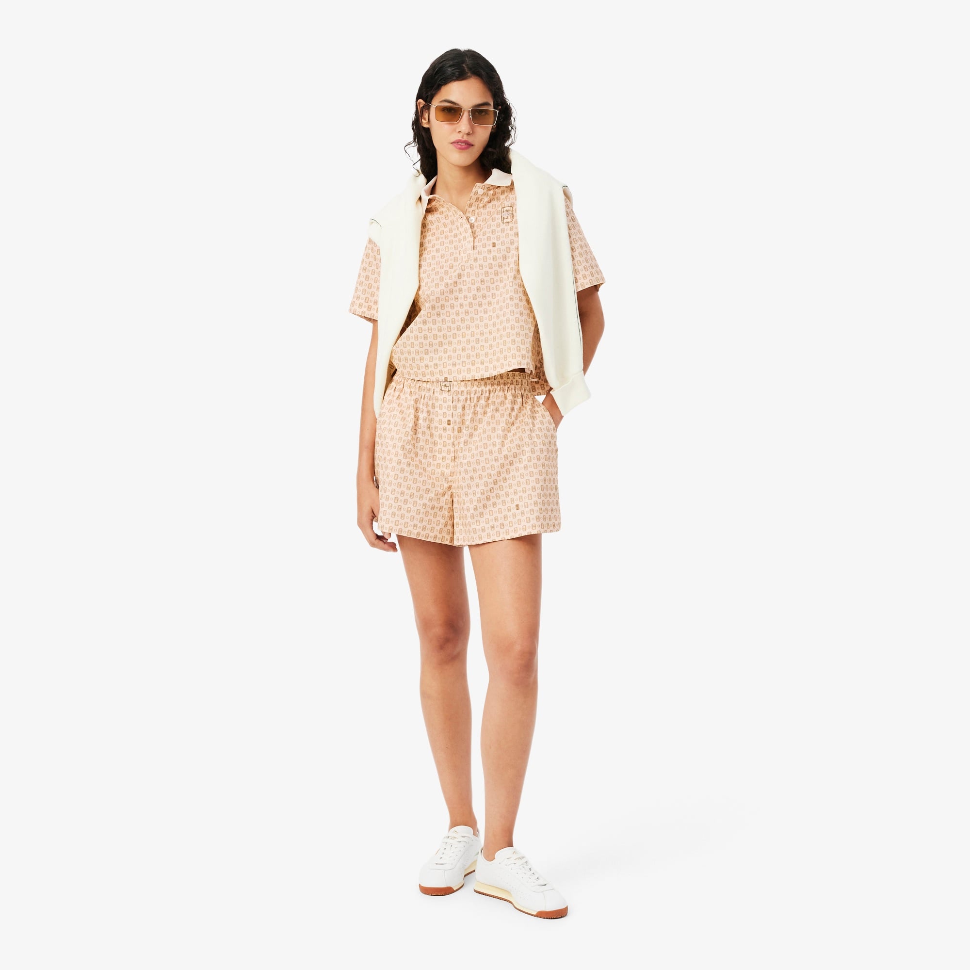 Kadın Oversize Fit Desenli Pembe Şort