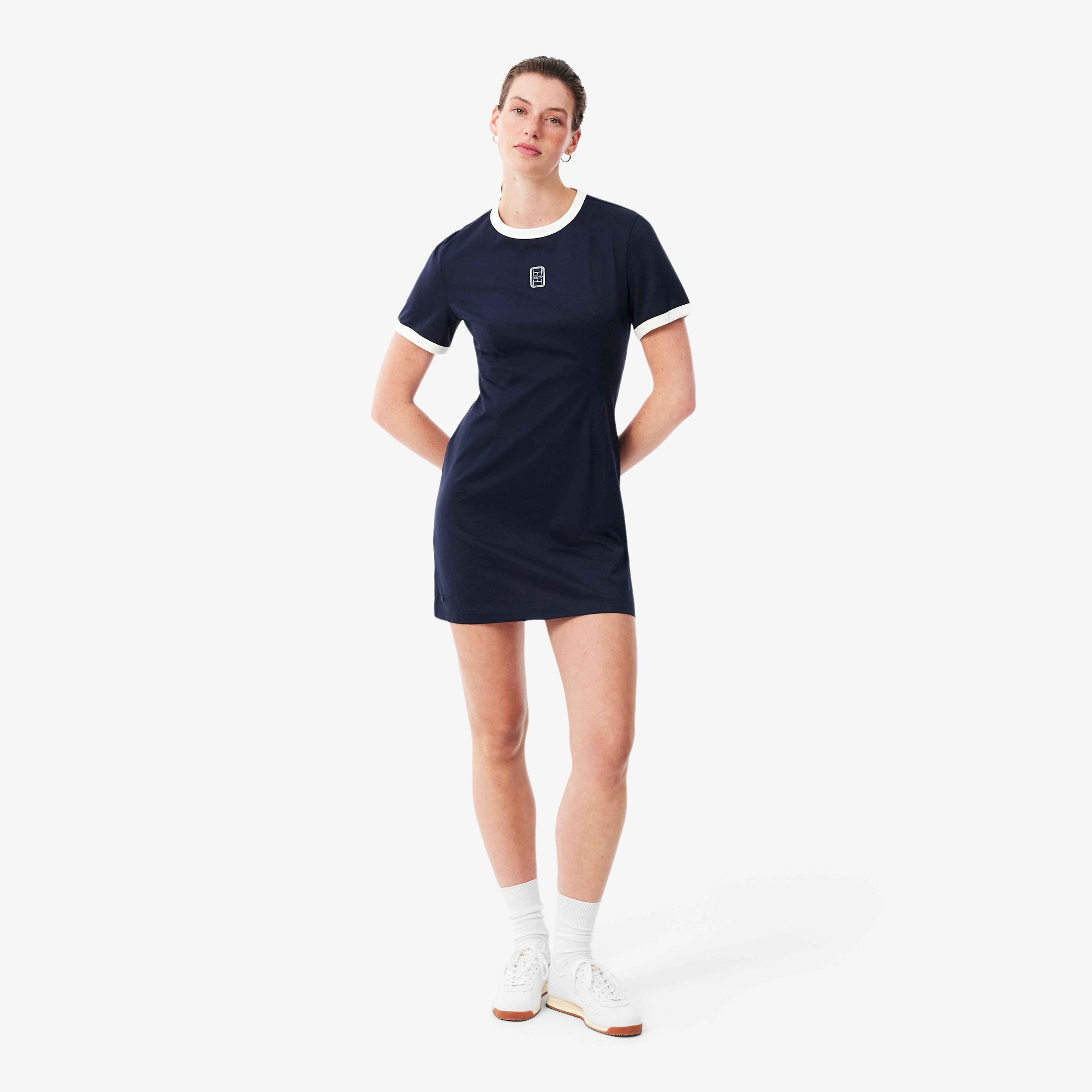 Kadın Flare Fit Kısa Kollu Bisiklet Yaka Lacivert Elbise Kadın Flare Fit Kısa Kollu Bisiklet Yaka Lacivert Elbise