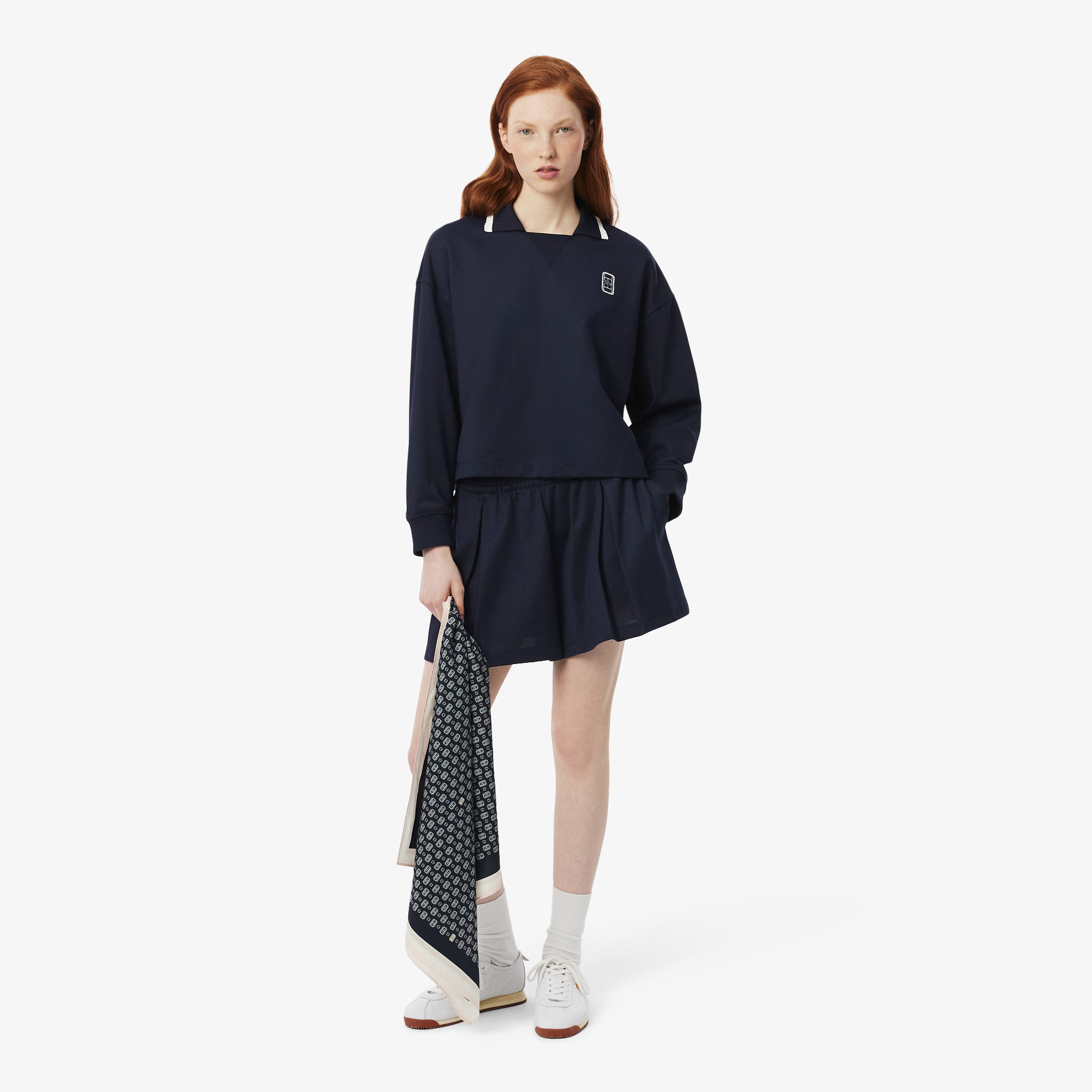 Kadın Oversize Fit Polo Yaka Lacivert Sweatshirt Kadın Oversize Fit Polo Yaka Lacivert Sweatshirt