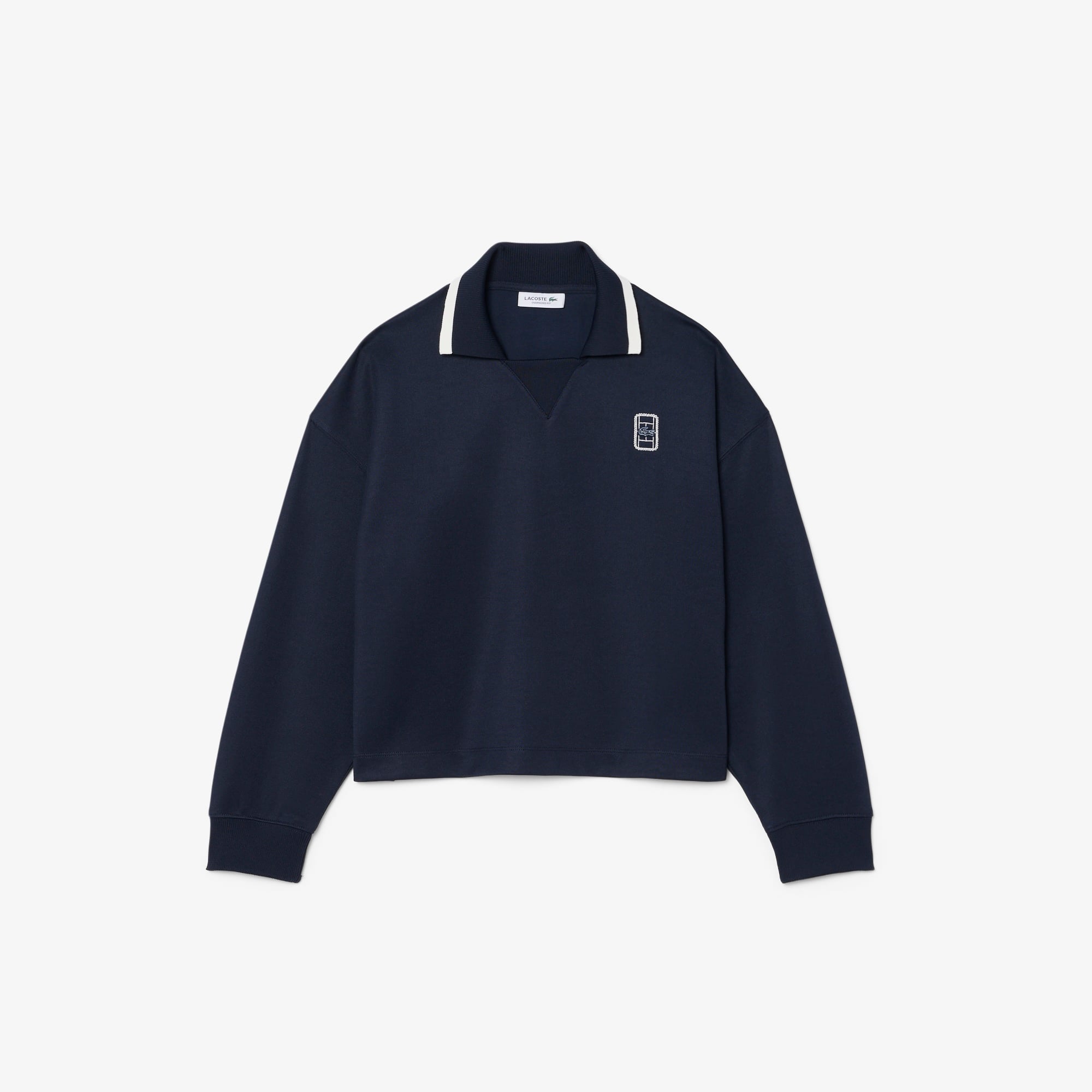 Kadın Oversize Fit Polo Yaka Lacivert Sweatshirt
