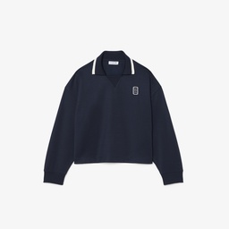 Kadın Oversize Fit Polo Yaka Lacivert Sweatshirt Lacivert