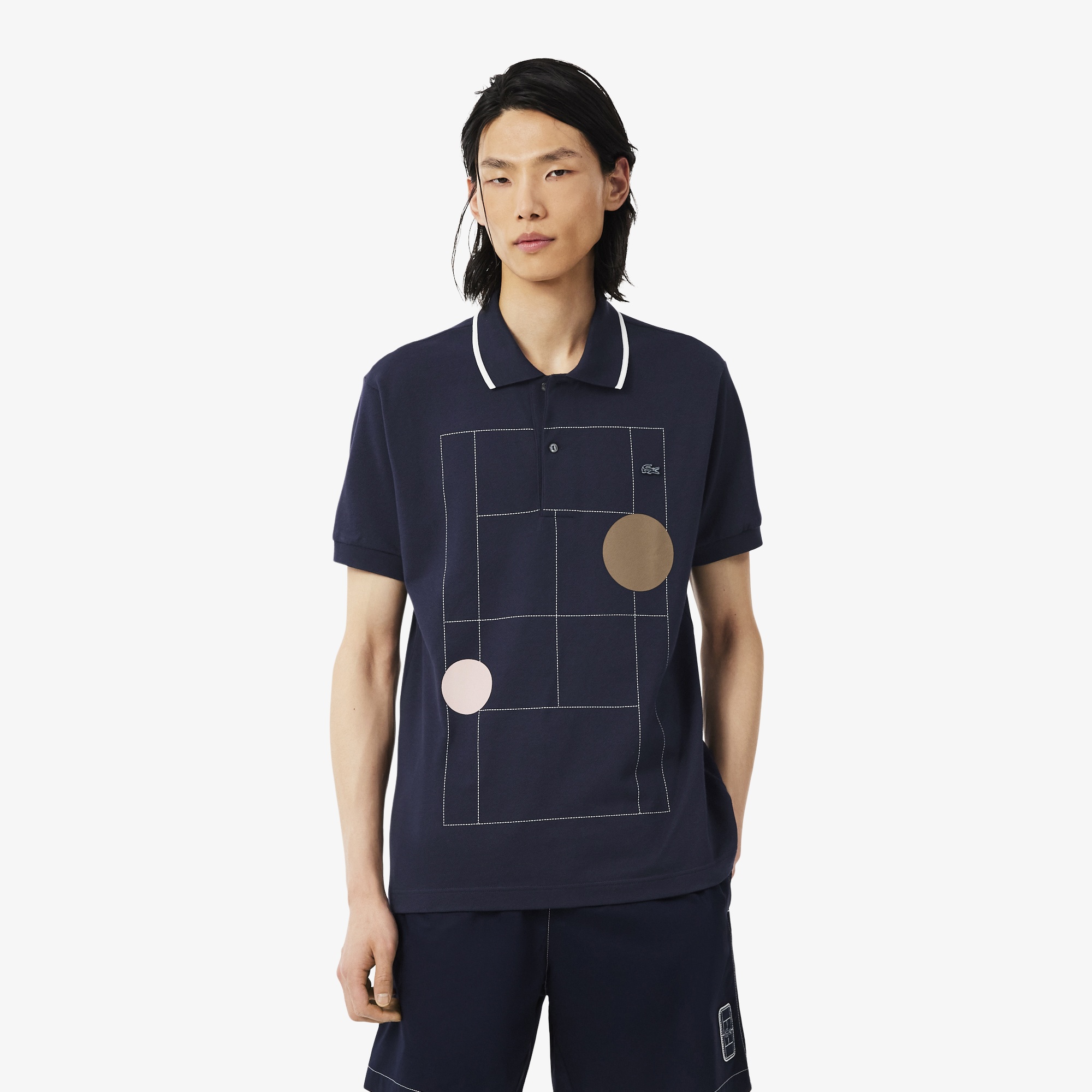Erkek Classic Fit Baskılı Lacivert Polo