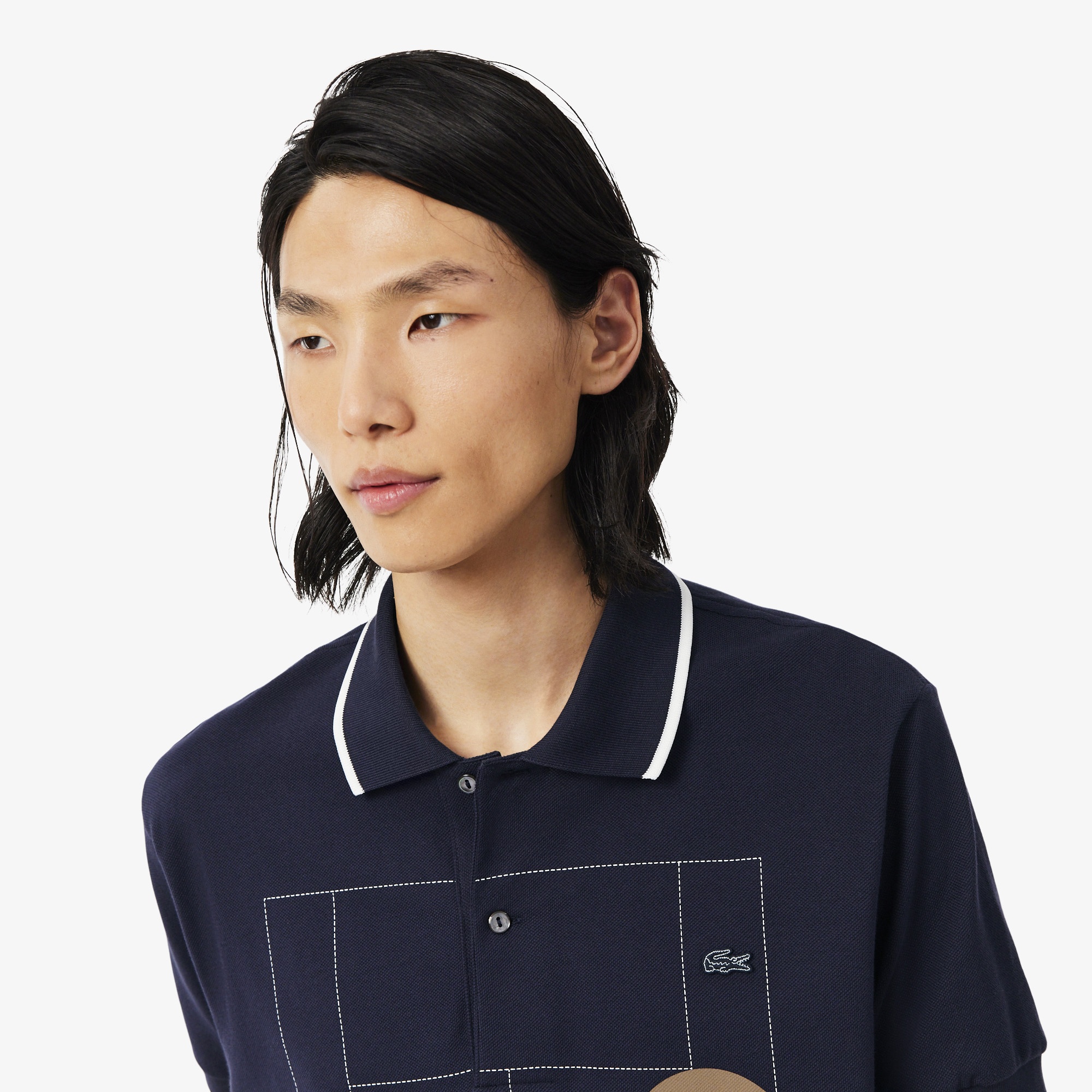 Erkek Classic Fit Baskılı Lacivert Polo