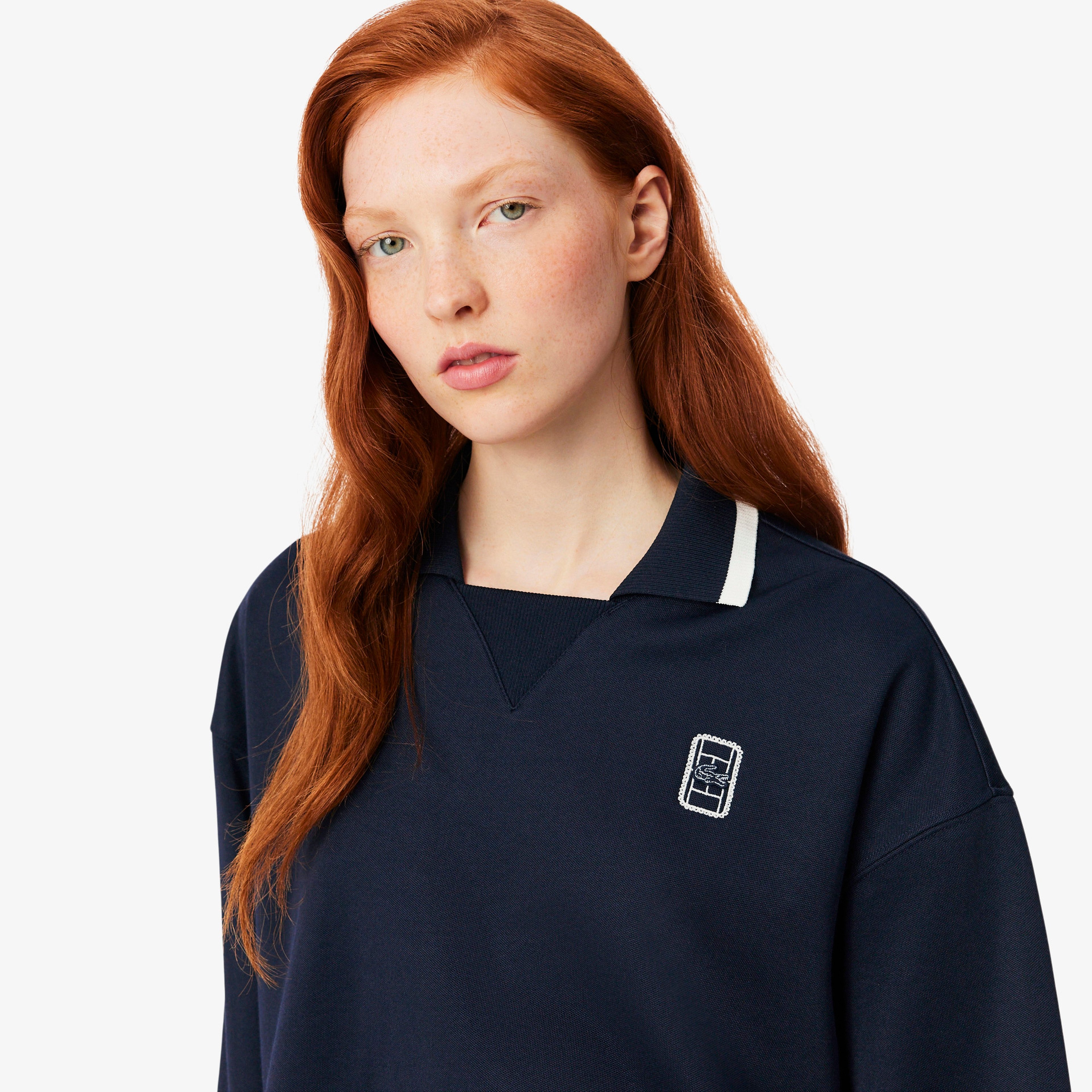 Kadın Oversize Fit Polo Yaka Lacivert Sweatshirt Kadın Oversize Fit Polo Yaka Lacivert Sweatshirt