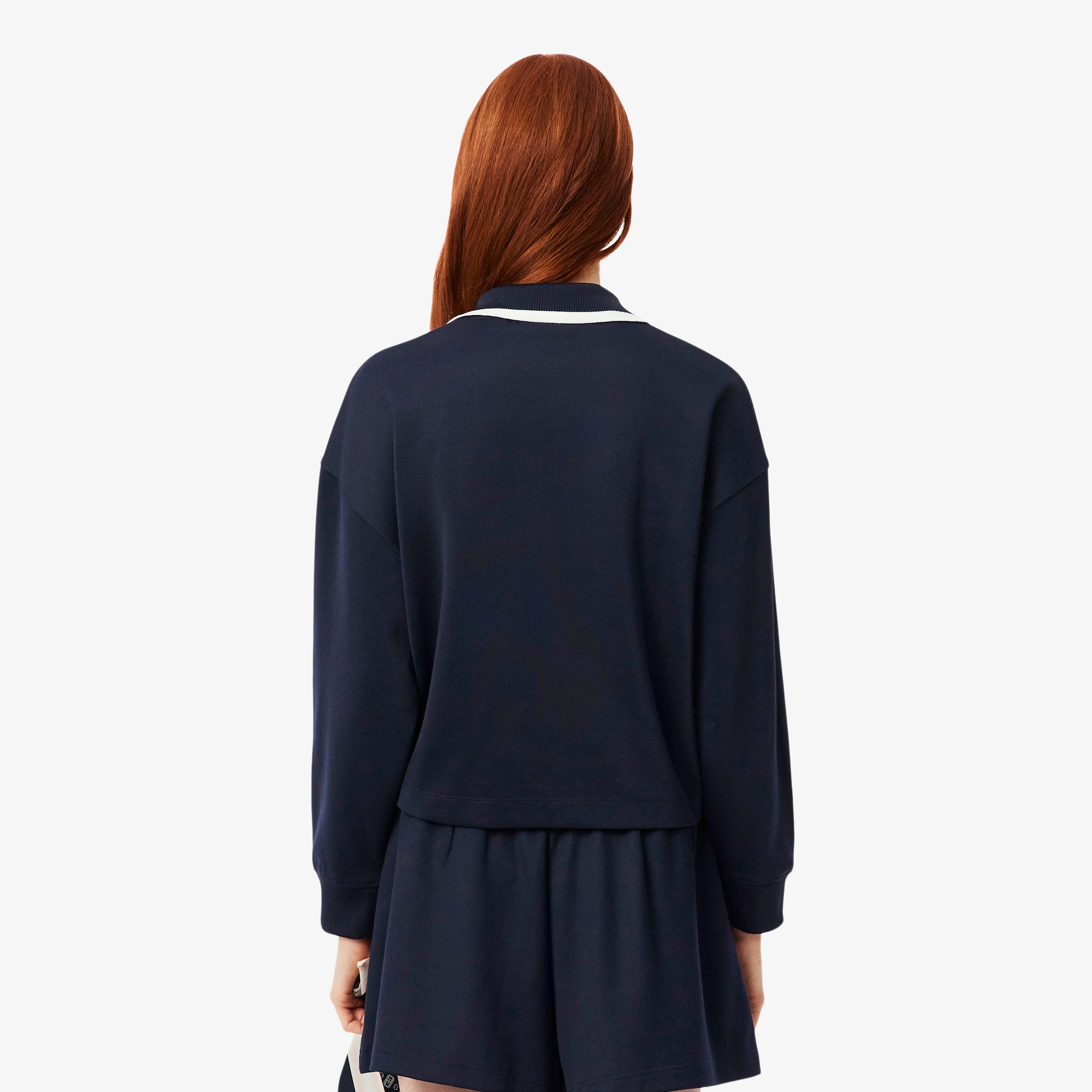 Kadın Oversize Fit Polo Yaka Lacivert Sweatshirt Kadın Oversize Fit Polo Yaka Lacivert Sweatshirt
