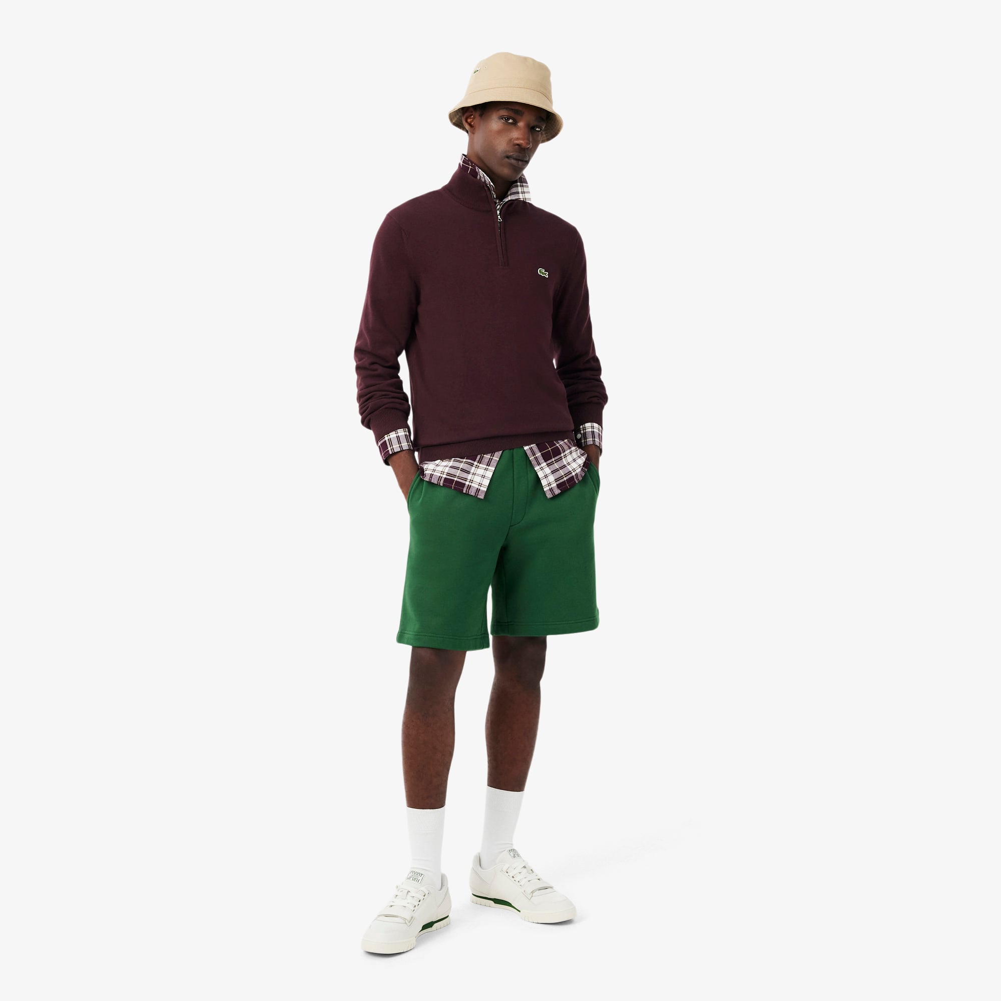 Erkek Regular Fit Yarım Fermuarlı Bordo Kazak