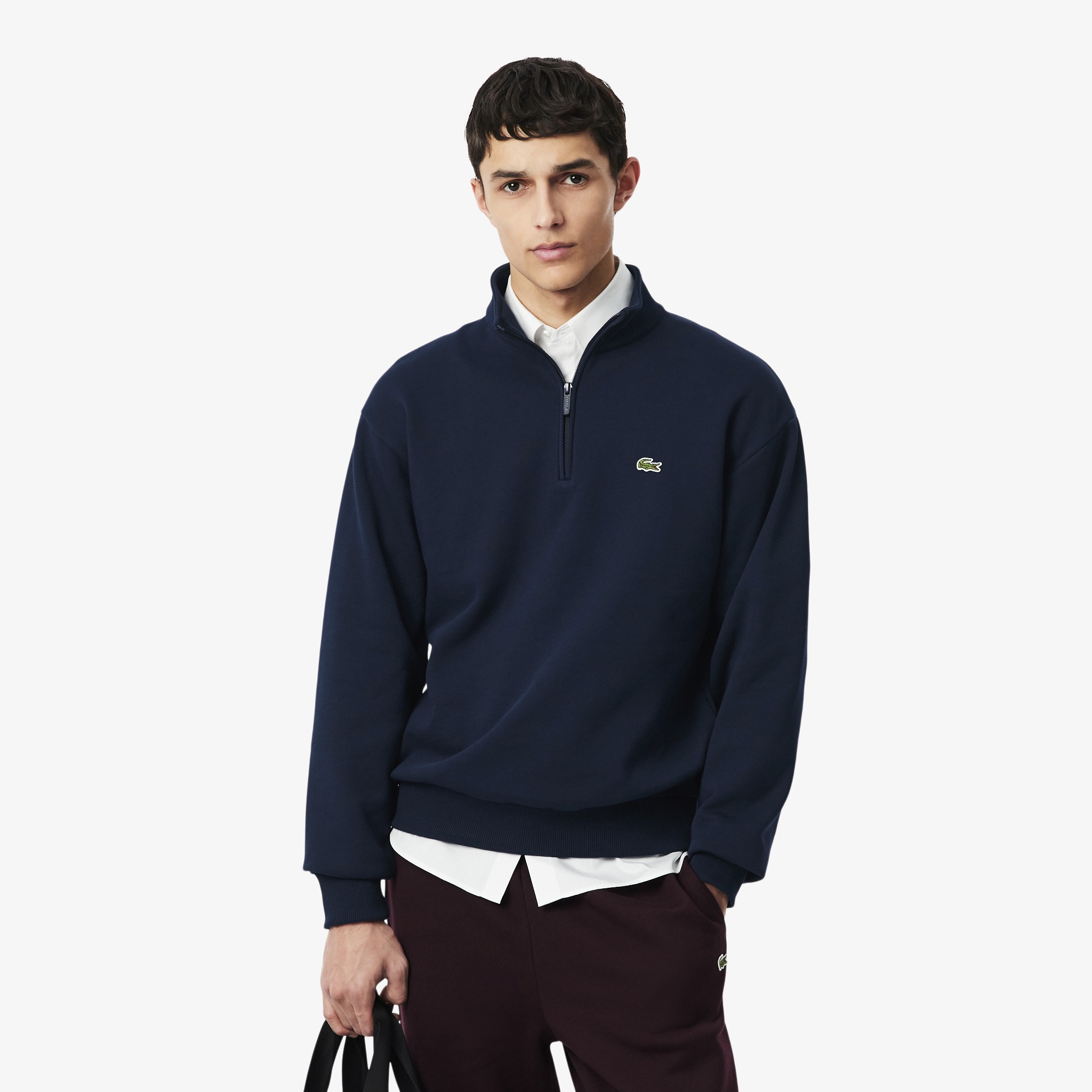 Erkek Classic Fit Yarım Fermuarlı Lacivert Sweatshirt