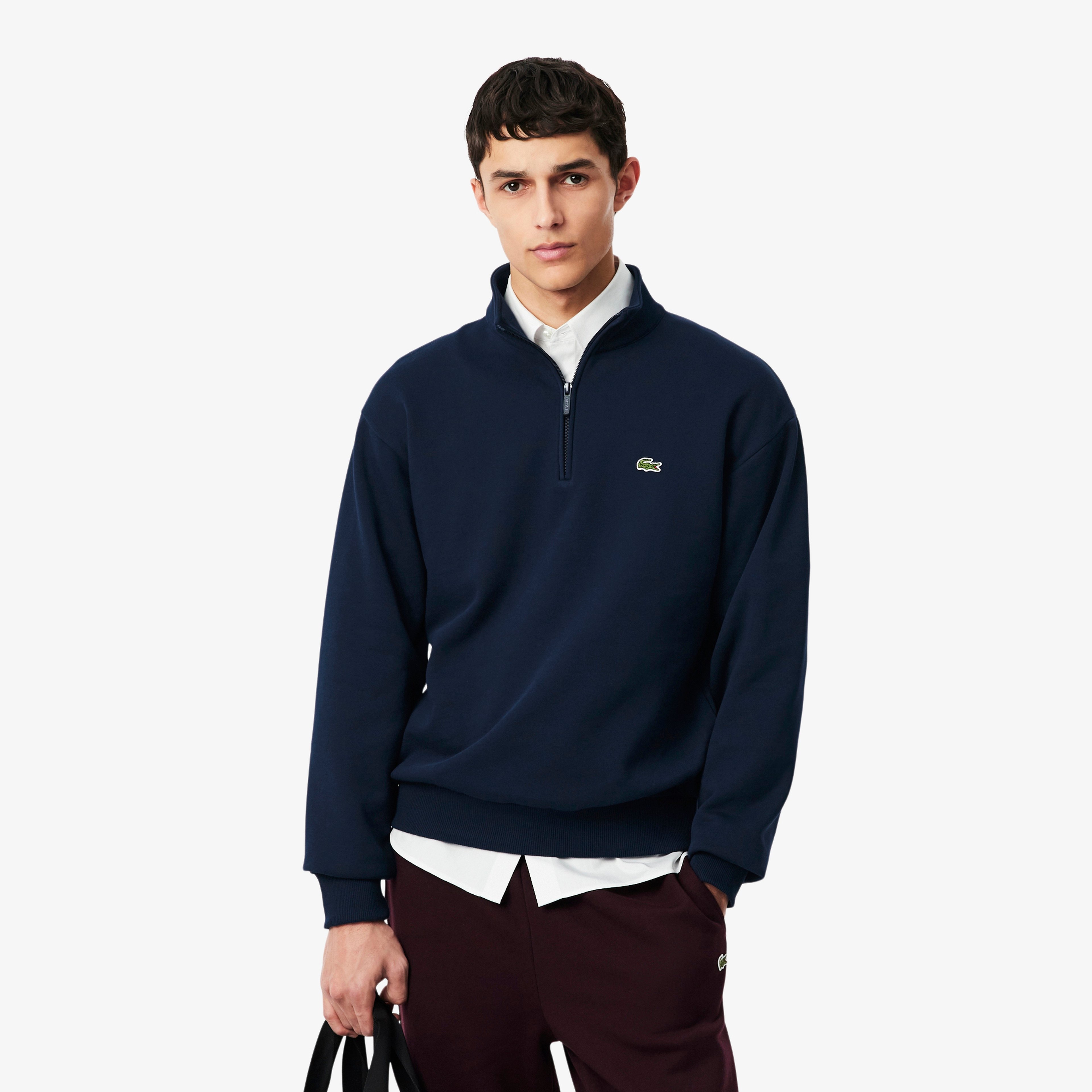 Erkek Classic Fit Yarım Fermuarlı Lacivert Sweatshirt Erkek Classic Fit Yarım Fermuarlı Lacivert Sweatshirt