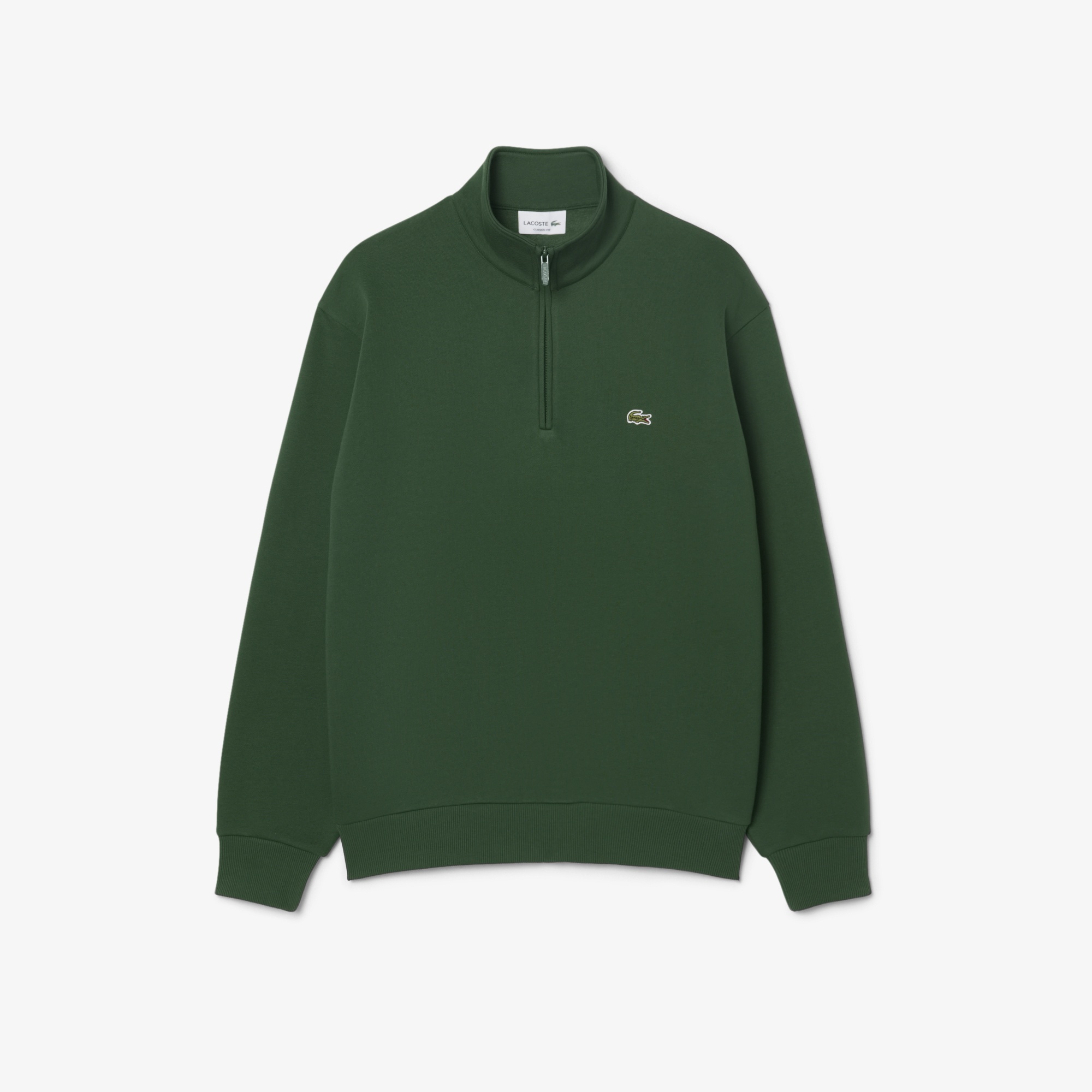 Erkek Classic Fit Yarım Fermuarlı Koyu Yeşil Sweatshirt