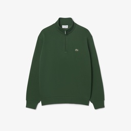 Erkek Classic Fit Yarım Fermuarlı Koyu Yeşil Sweatshirt Yeşil