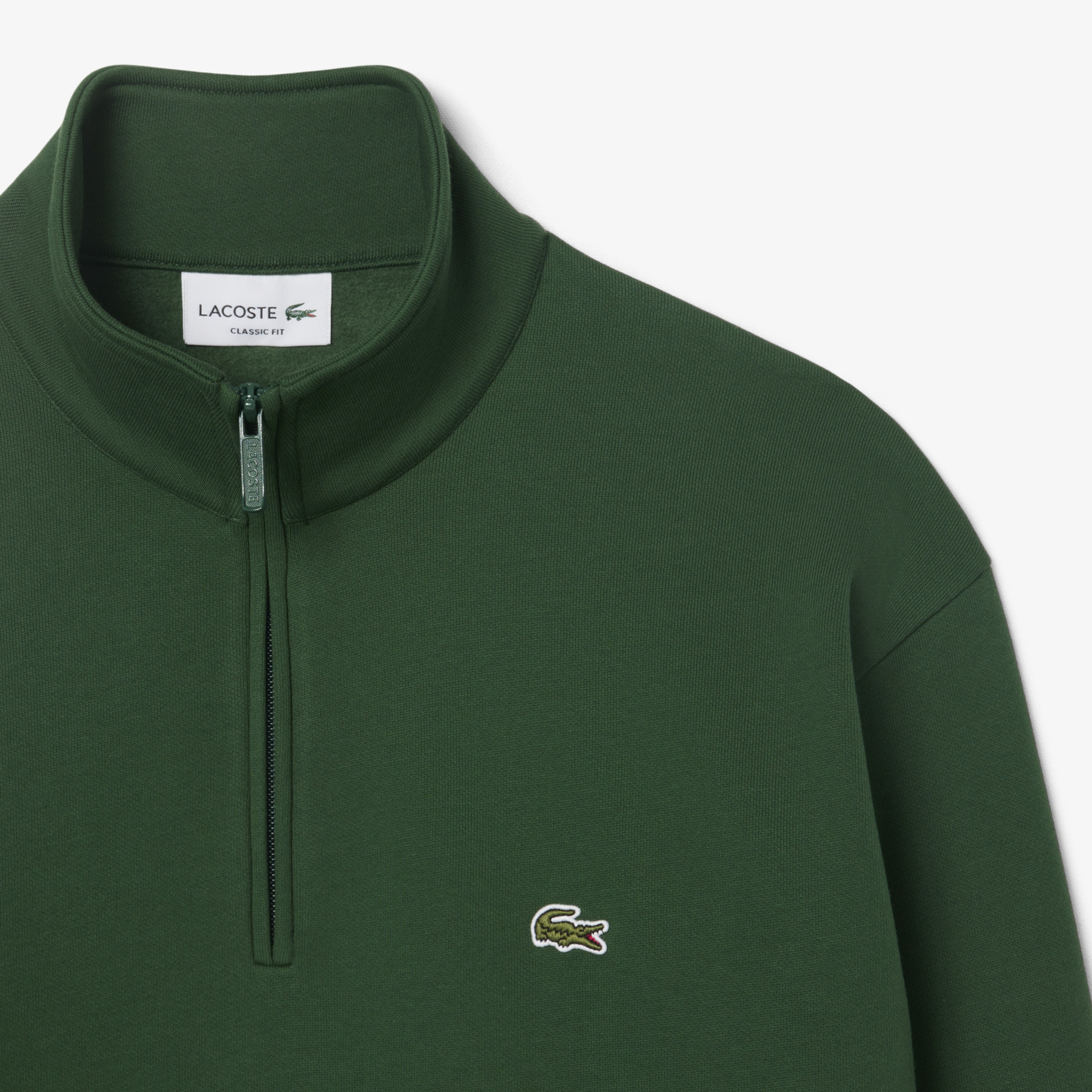 Erkek Classic Fit Yarım Fermuarlı Koyu Yeşil Sweatshirt Erkek Classic Fit Yarım Fermuarlı Koyu Yeşil Sweatshirt