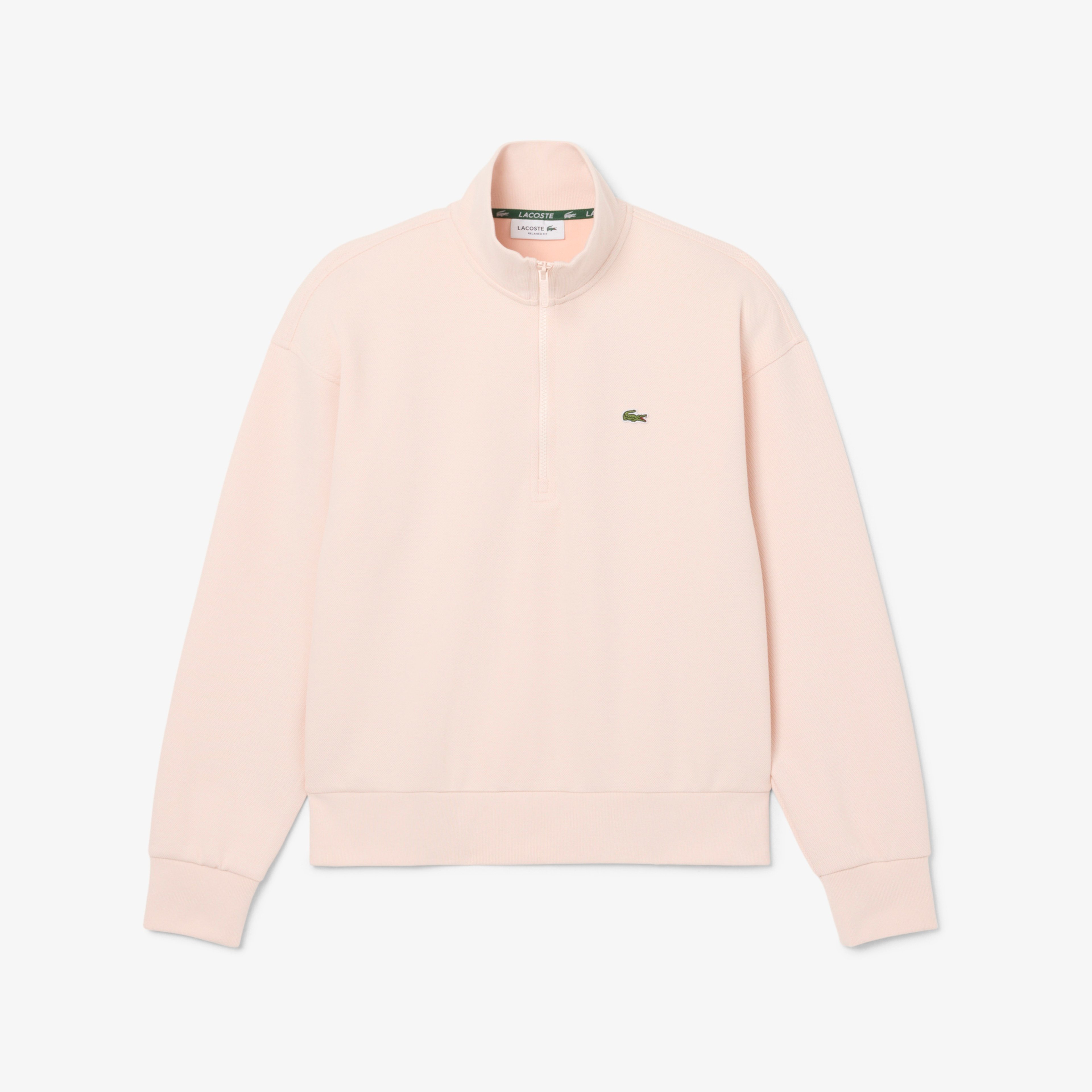 Kadın Relaxed Fit Yarım Fermuarlı Açık Pembe Sweatshirt Kadın Relaxed Fit Yarım Fermuarlı Açık Pembe Sweatshirt