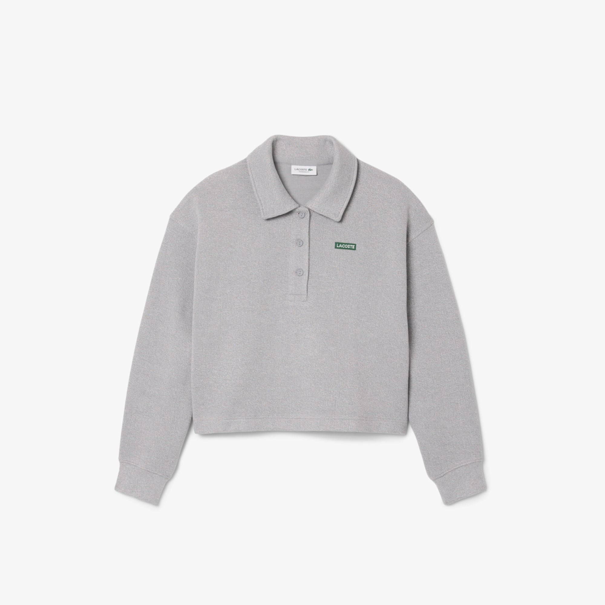 Kadın Oversize Fit Polo Yaka Gri Sweatshirt